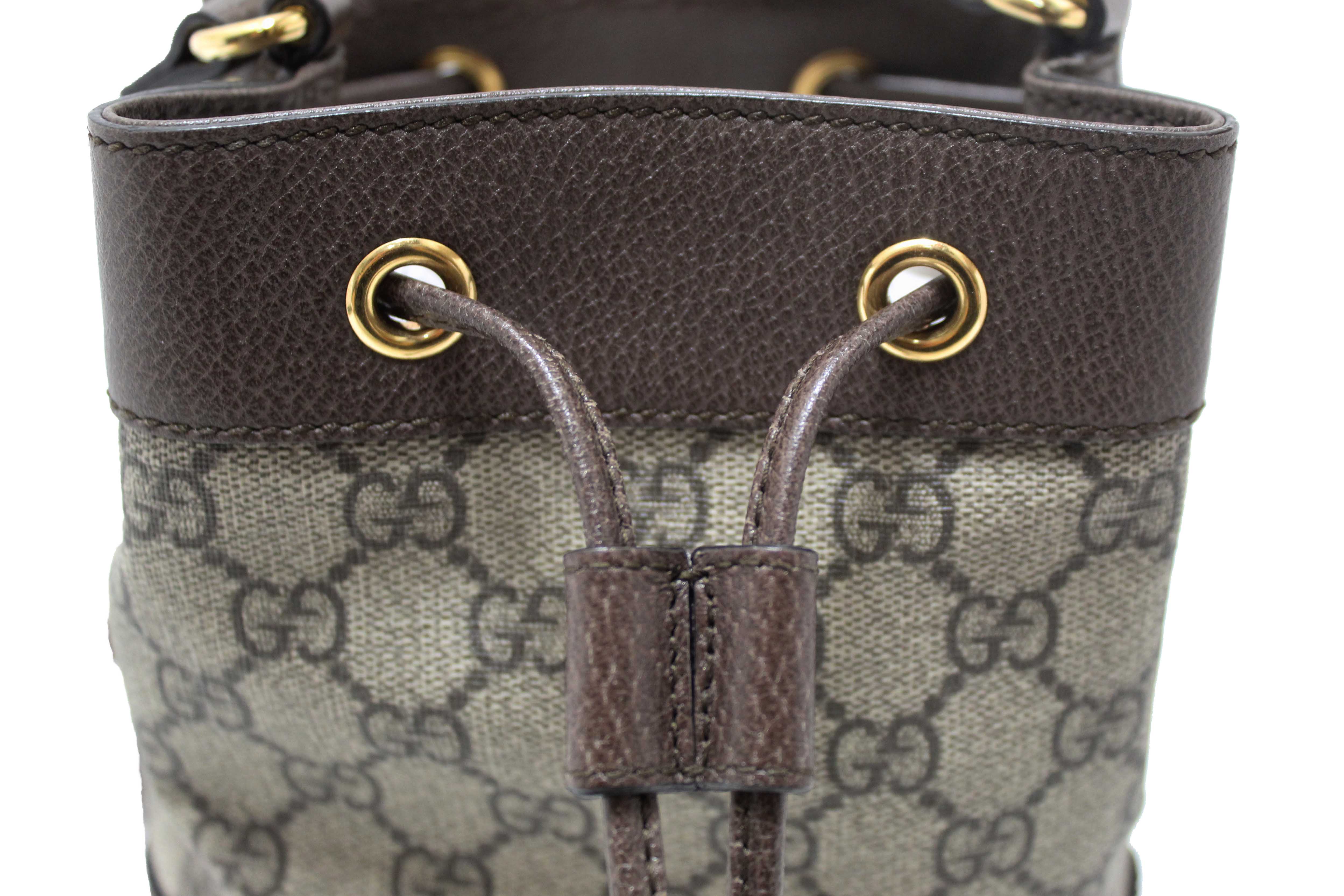 Authentic Gucci Brown Ophidia GG Supreme Mini Bucket Bag