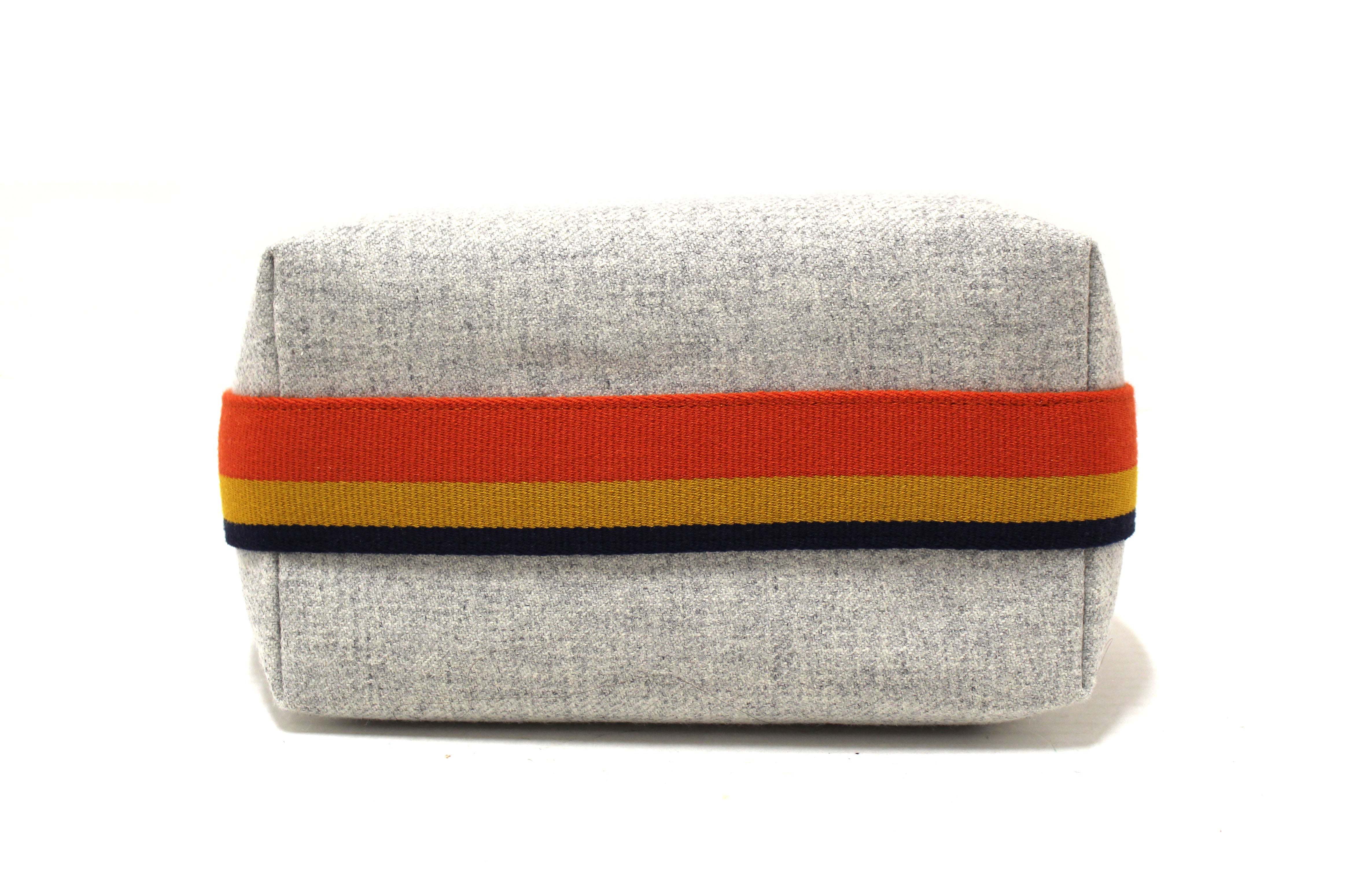 Authentic Hermes Grey Wool Small Bride-A-Brac Pouch Gris Flanelle Case