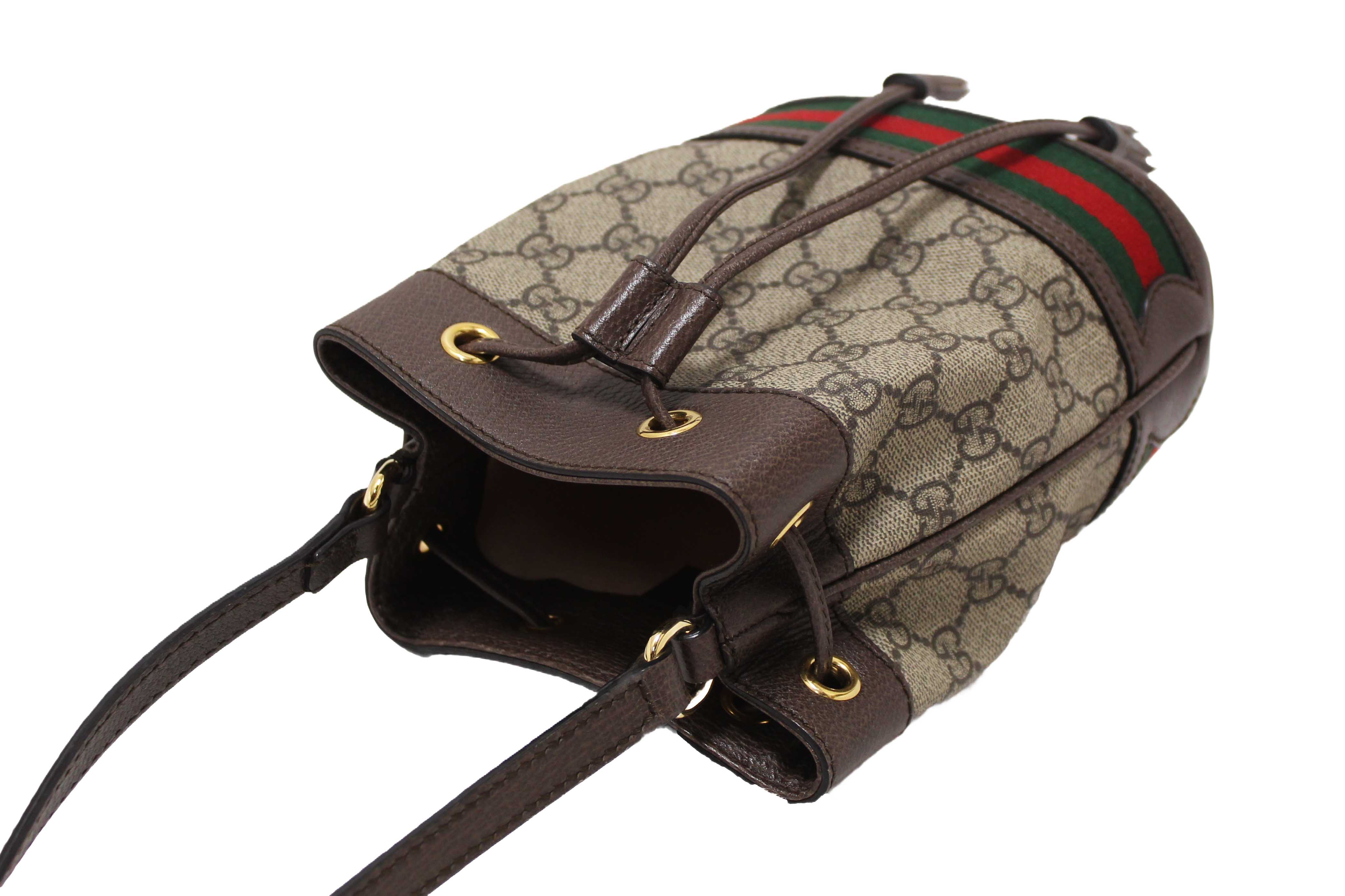 Authentic Gucci Brown Ophidia GG Supreme Mini Bucket Bag