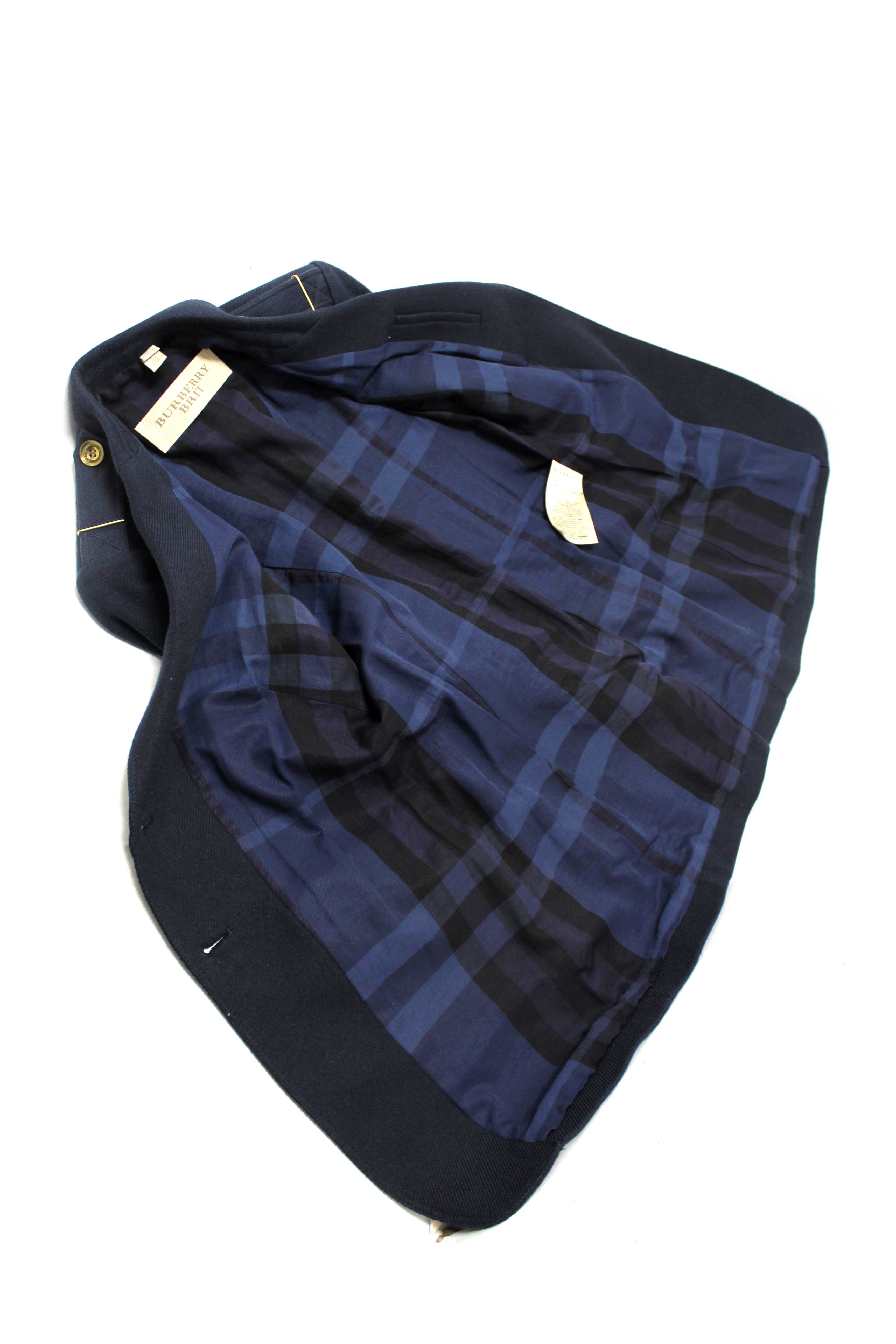 Authentic Burberry Navy Blue Brit Blazer Jacket size 4