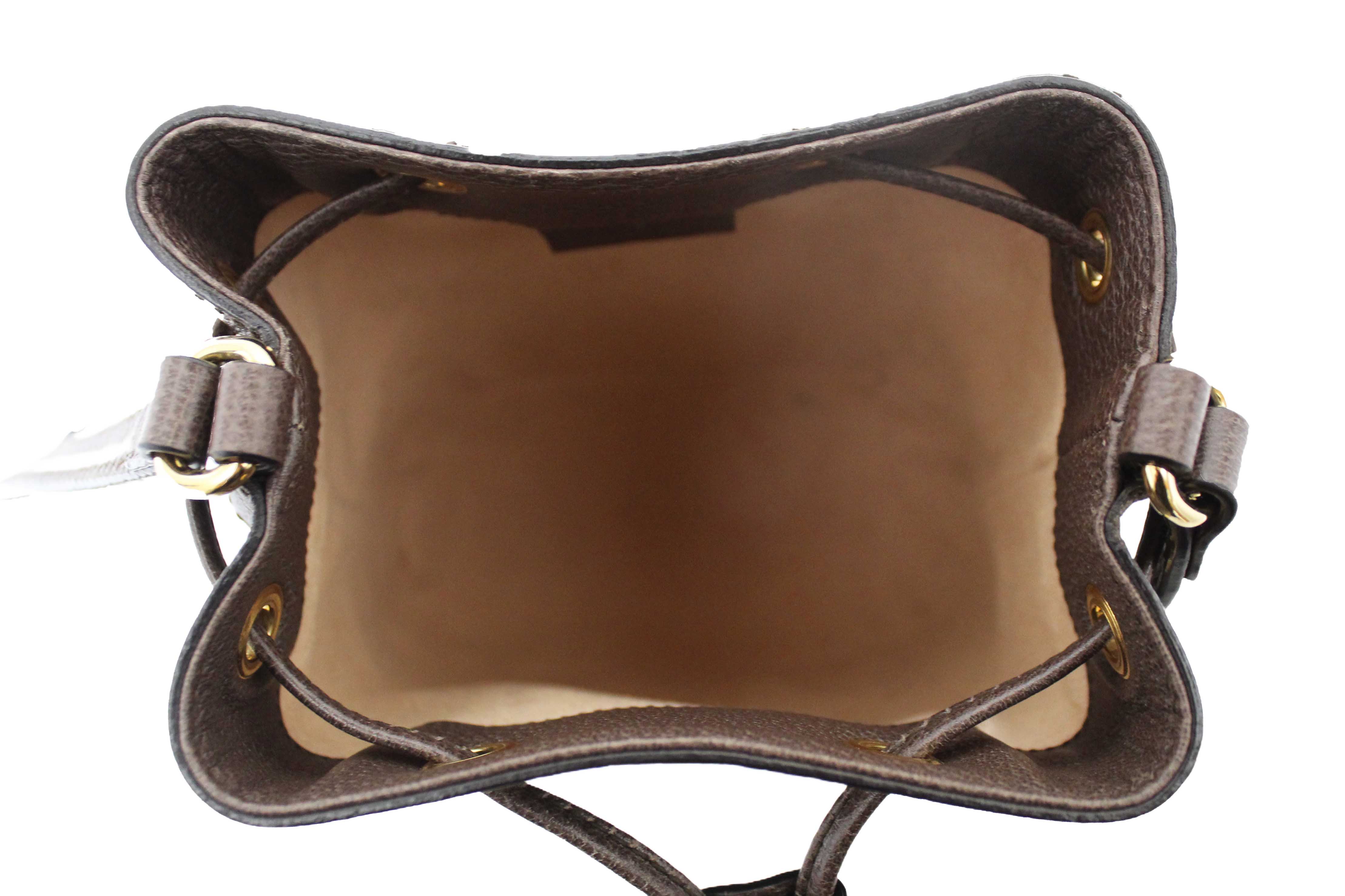 Authentic Gucci Brown Ophidia GG Supreme Mini Bucket Bag