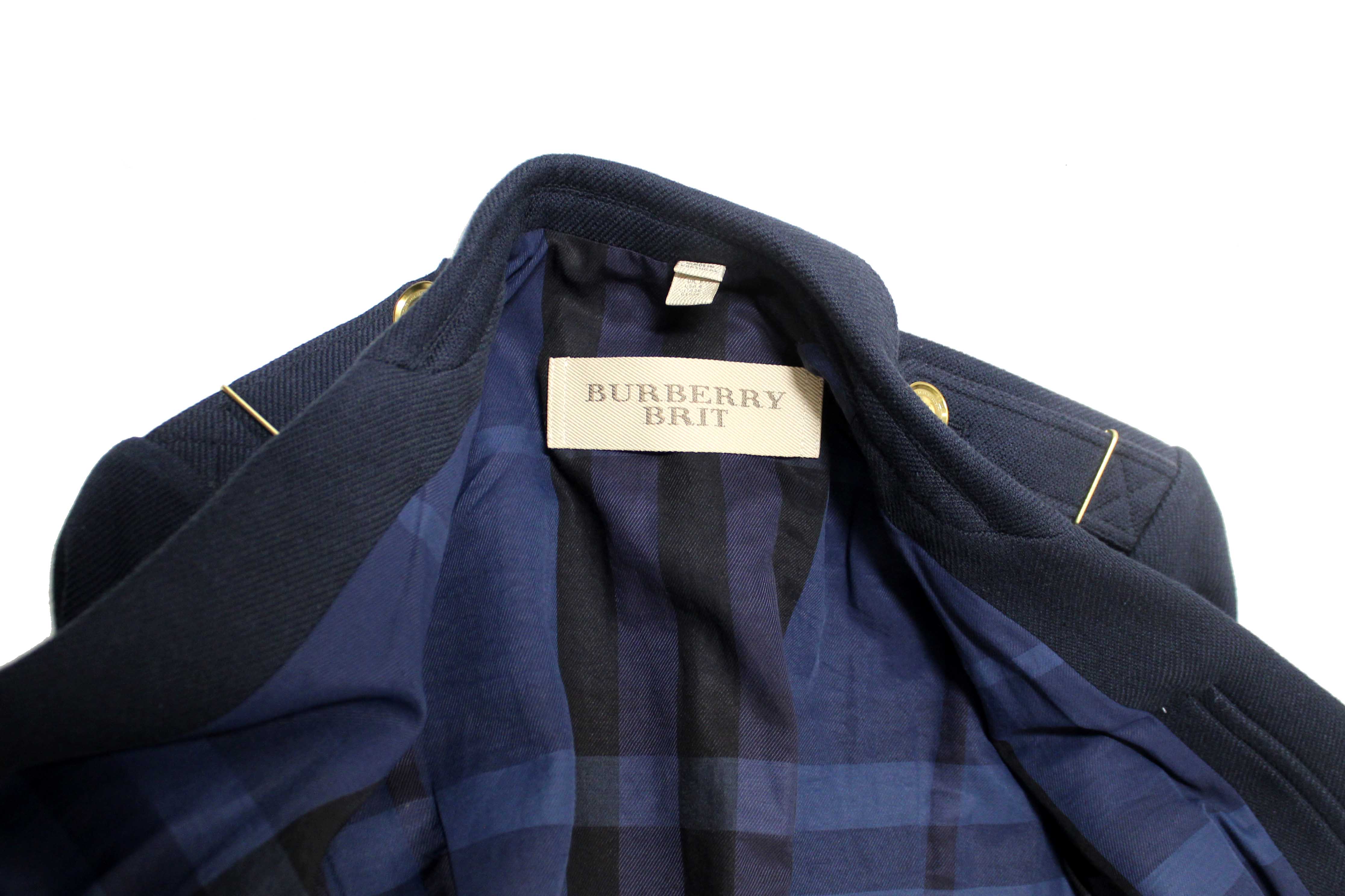 Authentic Burberry Navy Blue Brit Blazer Jacket size 4