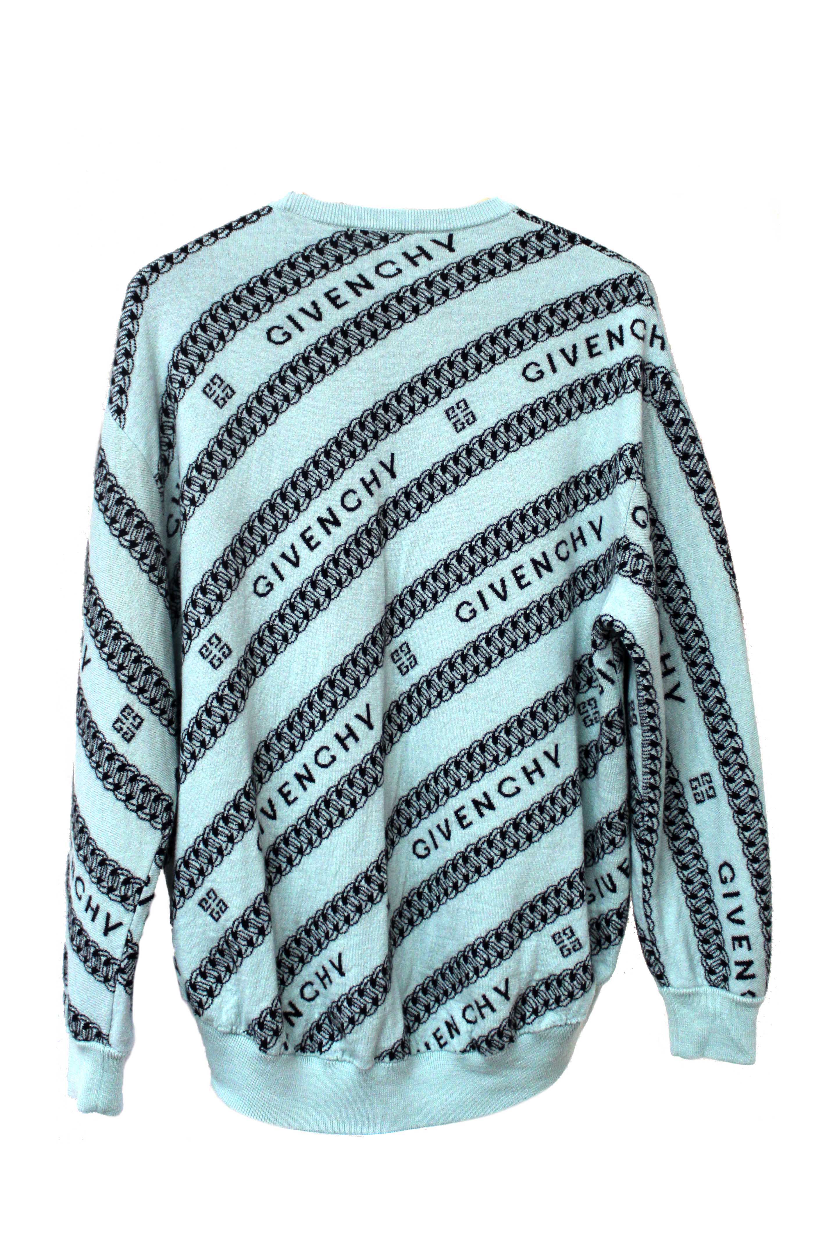 Authentic Givenchy Green and Black Chain Jacquard Sweater