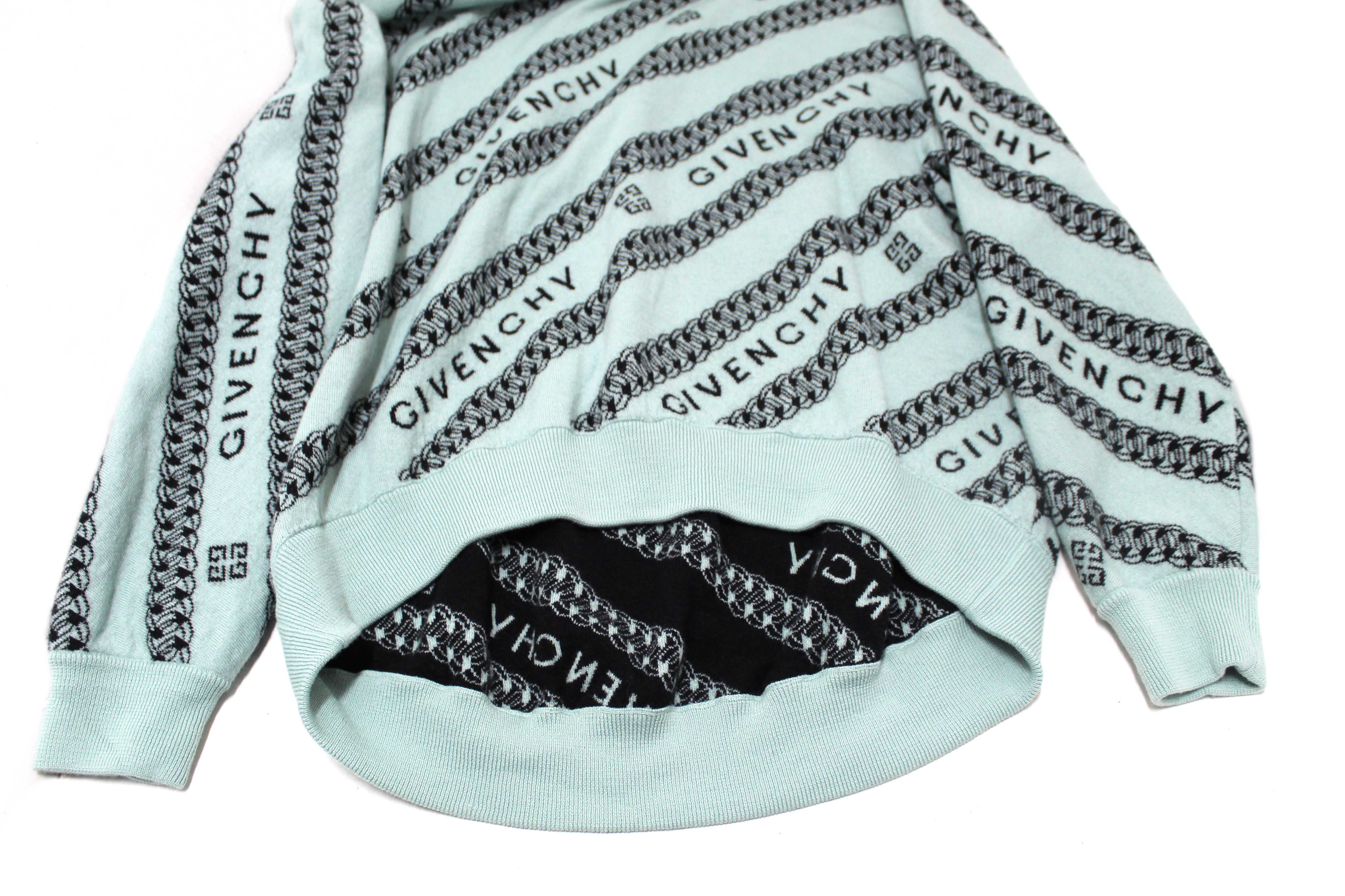 Authentic Givenchy Green and Black Chain Jacquard Sweater