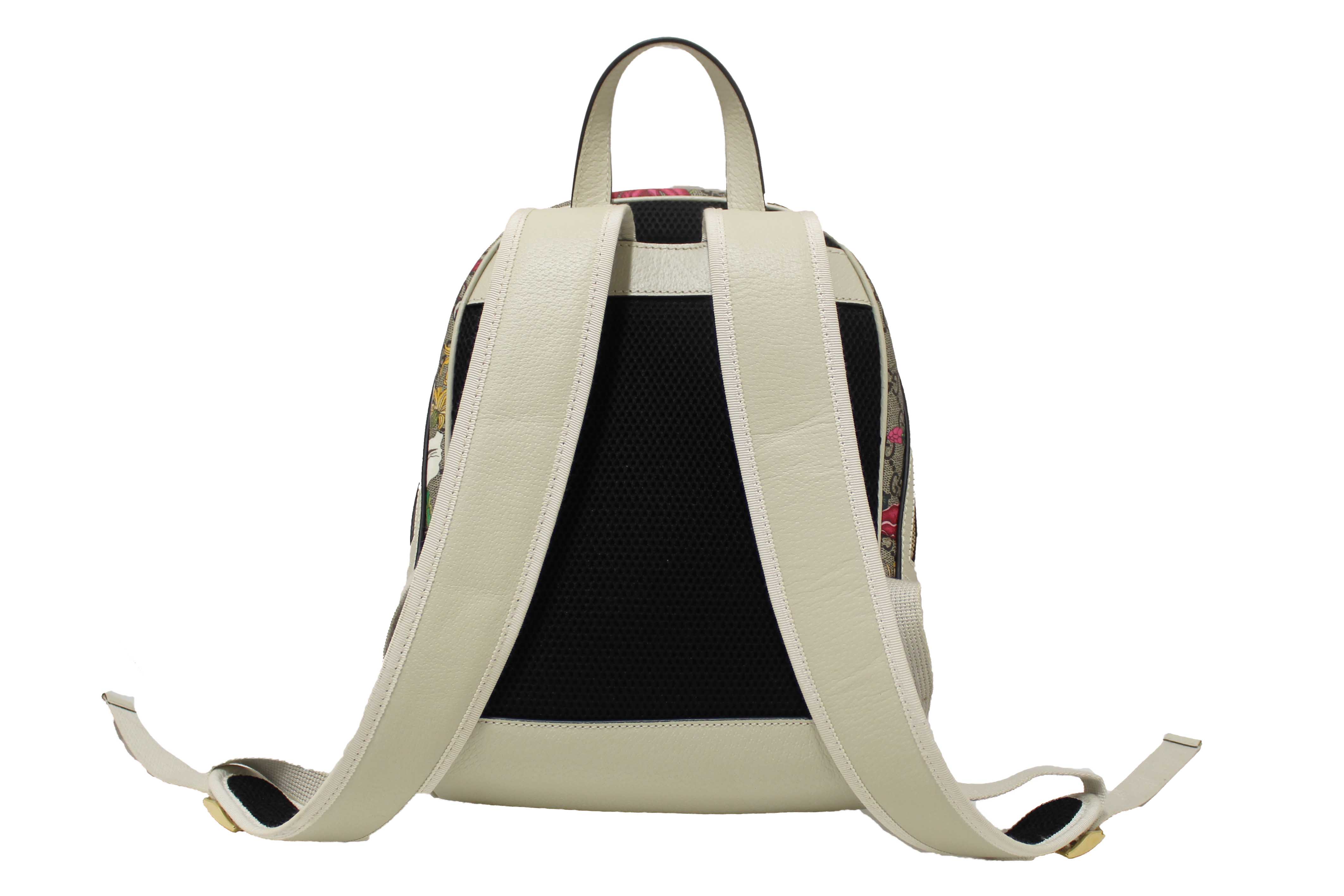 Authentic Gucci White Ophidia GG Supreme Flora Day Backpack
