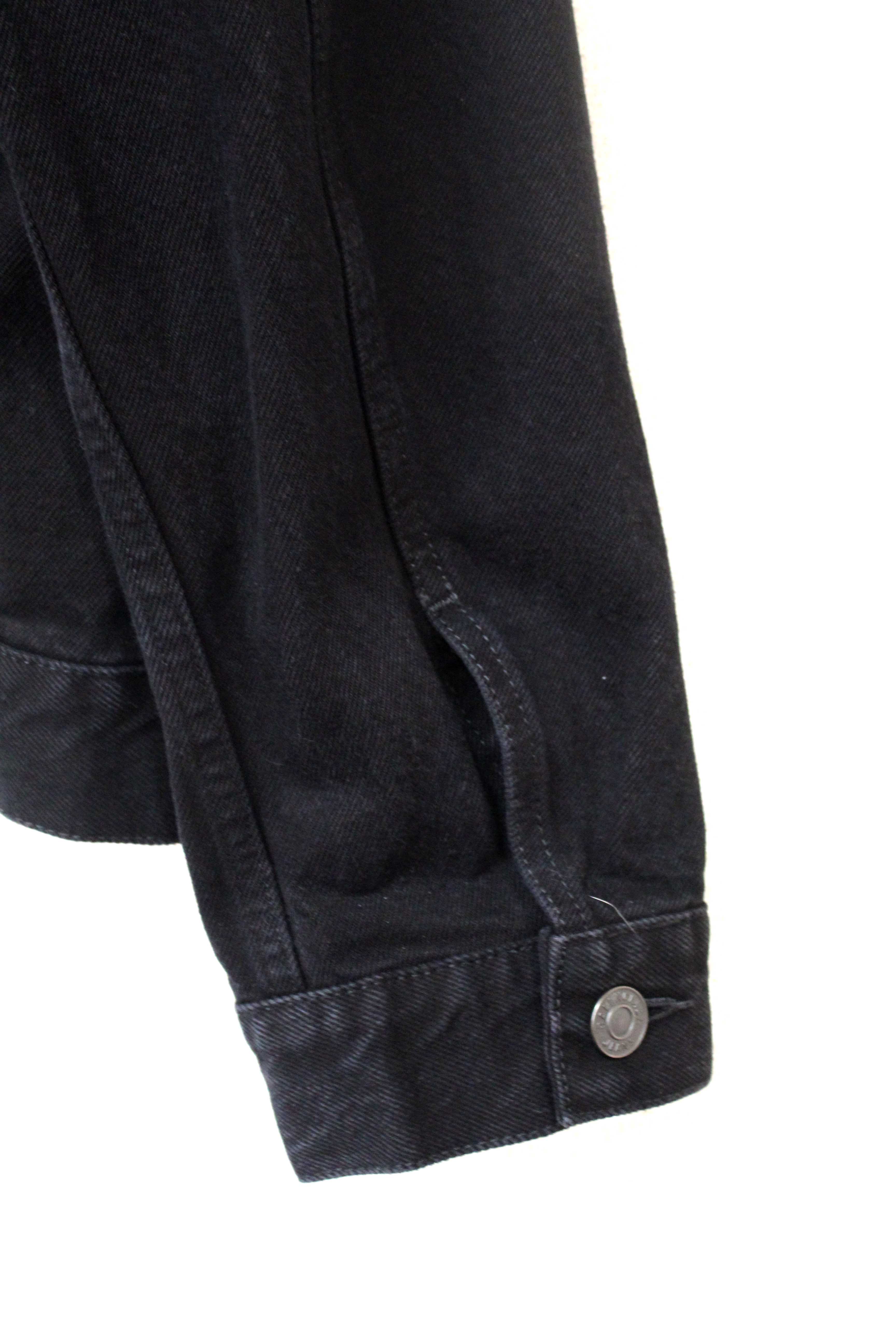 Authentic Balenciaga Black Rhinestone Logo Denim Jacket size 34