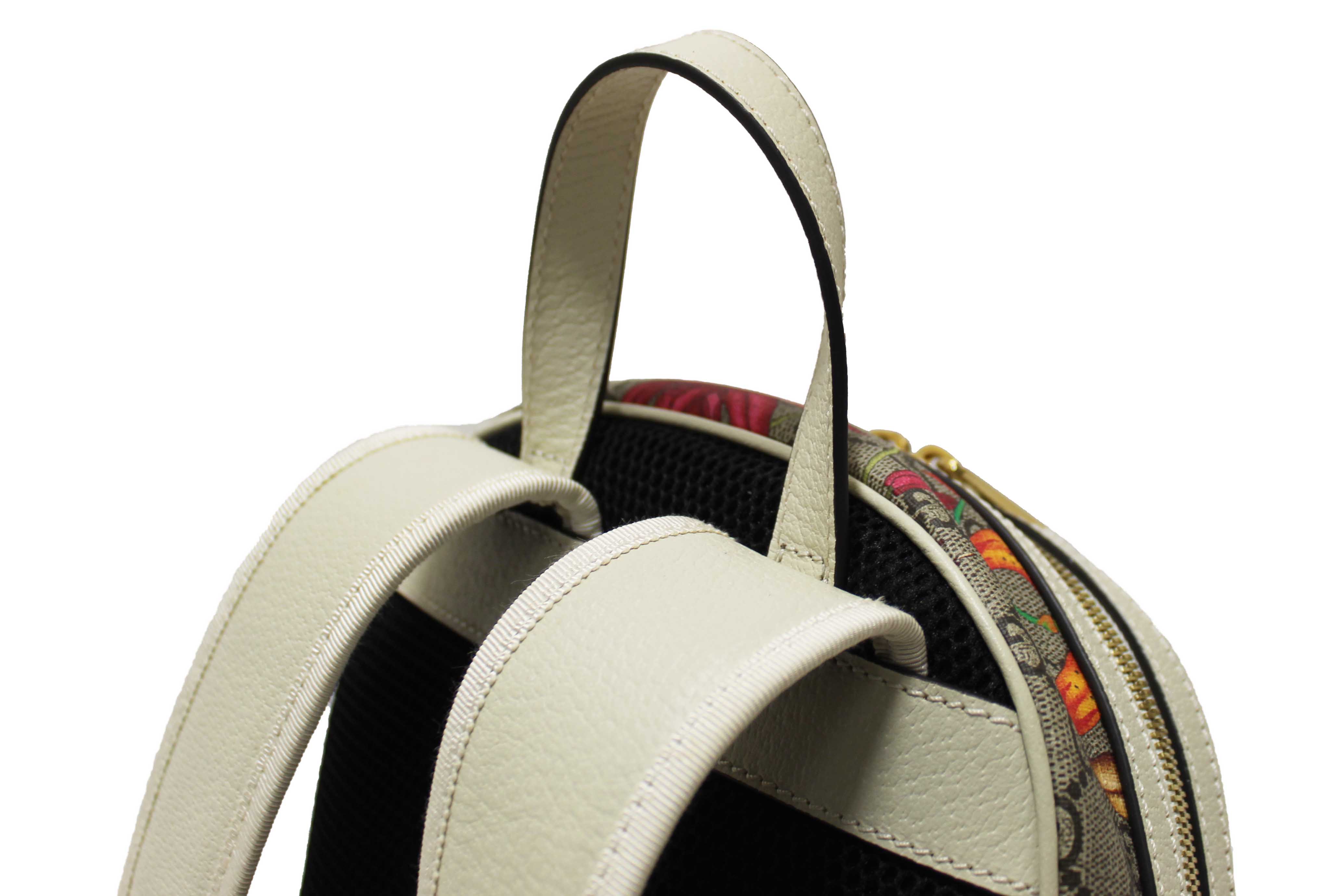 Authentic Gucci White Ophidia GG Supreme Flora Day Backpack