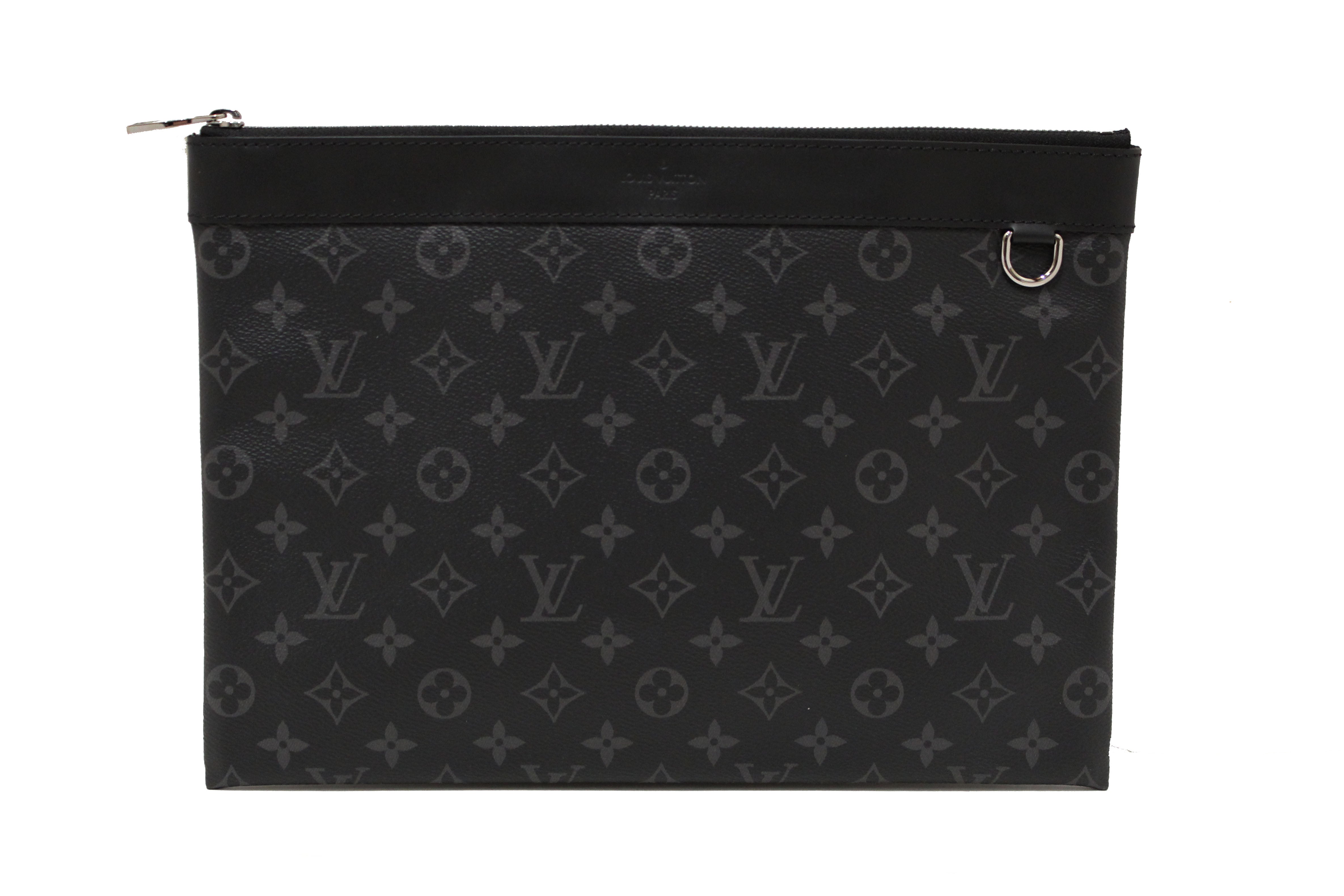 Authentic Louis Vuitton Monogram Eclipse Discovery Pochette GM Clutch Bag