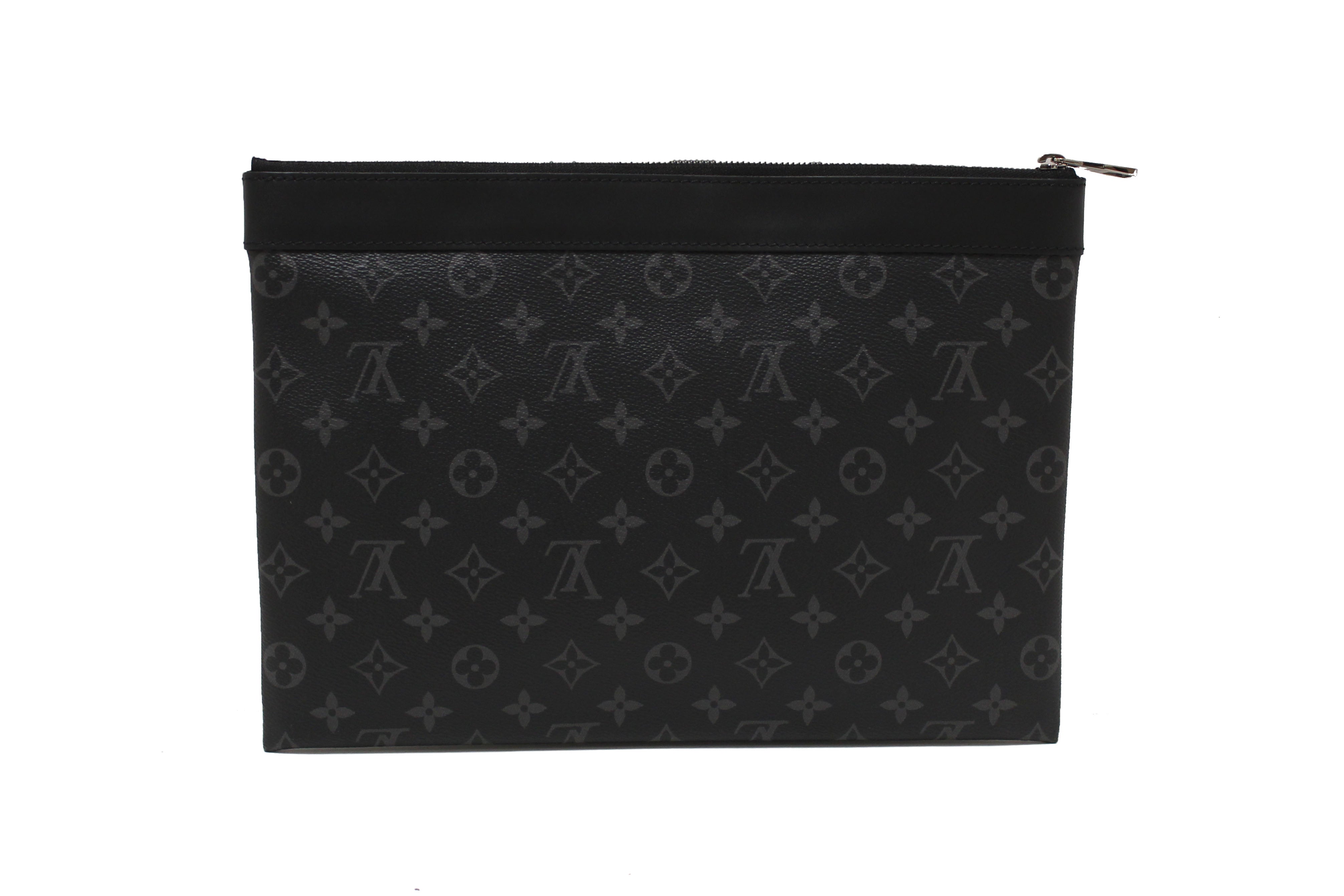 Authentic Louis Vuitton Monogram Eclipse Discovery Pochette GM Clutch Bag