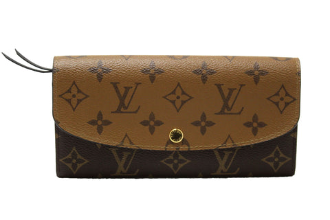 Authentic Louis Vuitton Classic Monogram and Monogram Reverse Canvas Emilie Wallet