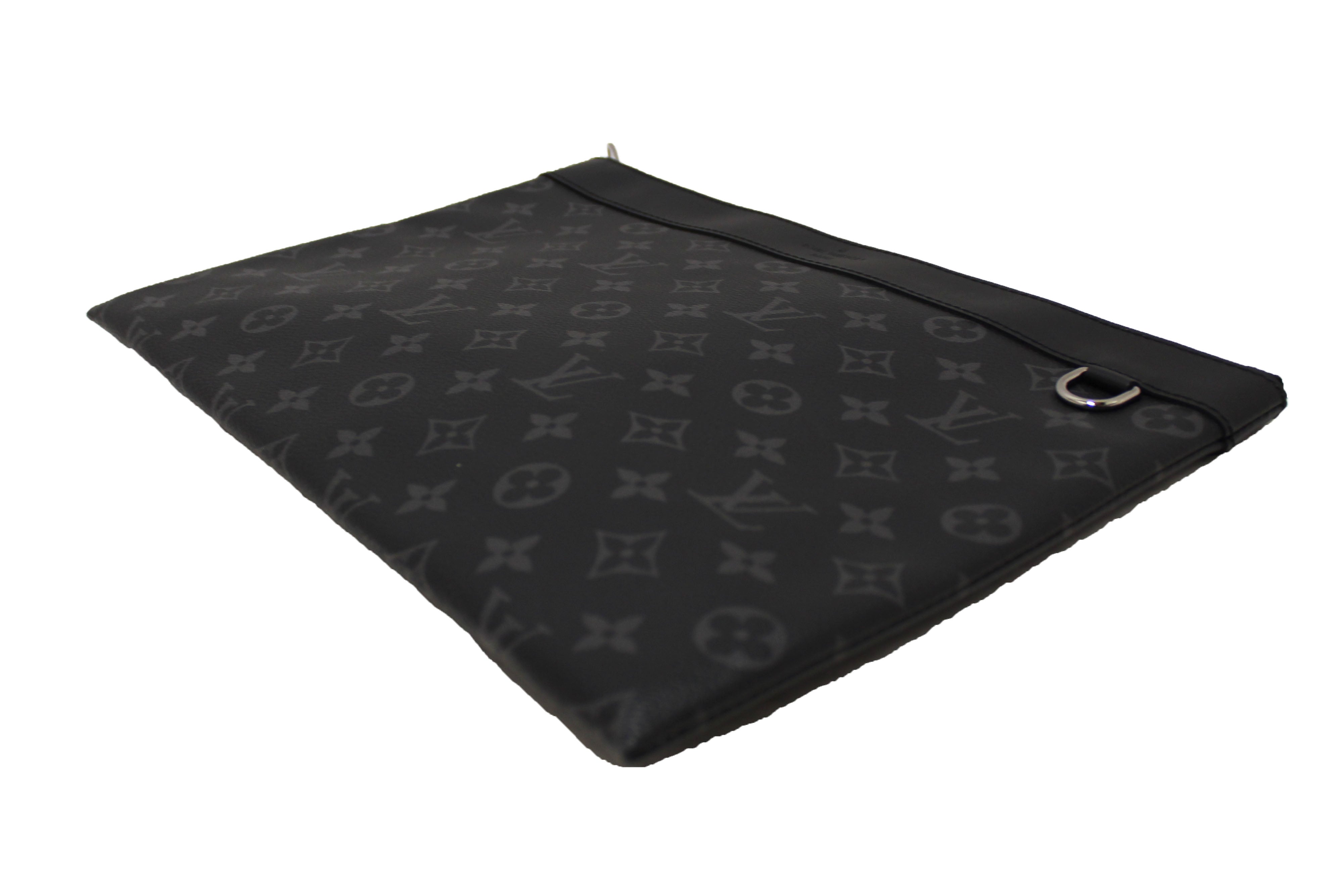 Authentic Louis Vuitton Monogram Eclipse Discovery Pochette GM Clutch Bag