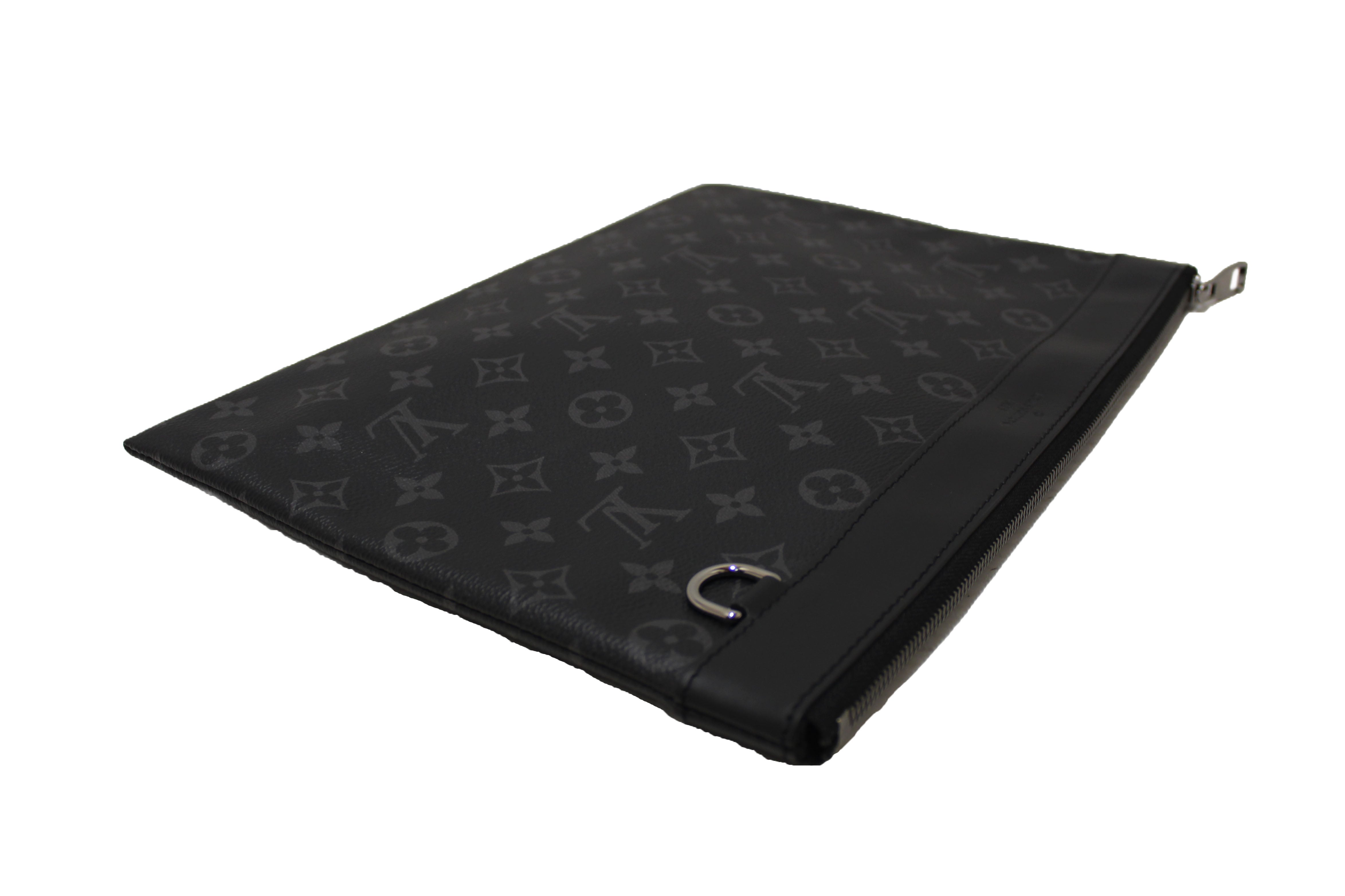 Authentic Louis Vuitton Monogram Eclipse Discovery Pochette GM Clutch Bag