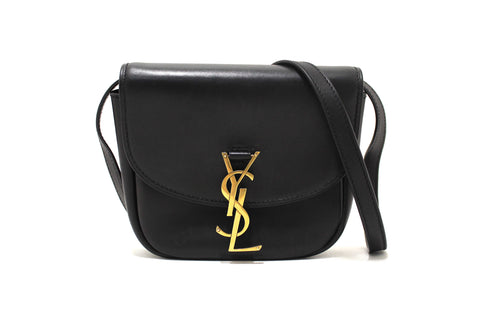 Authentic Saint Laurent Black Calfskin Leather Kaia Small Satchel Shoulder Bag