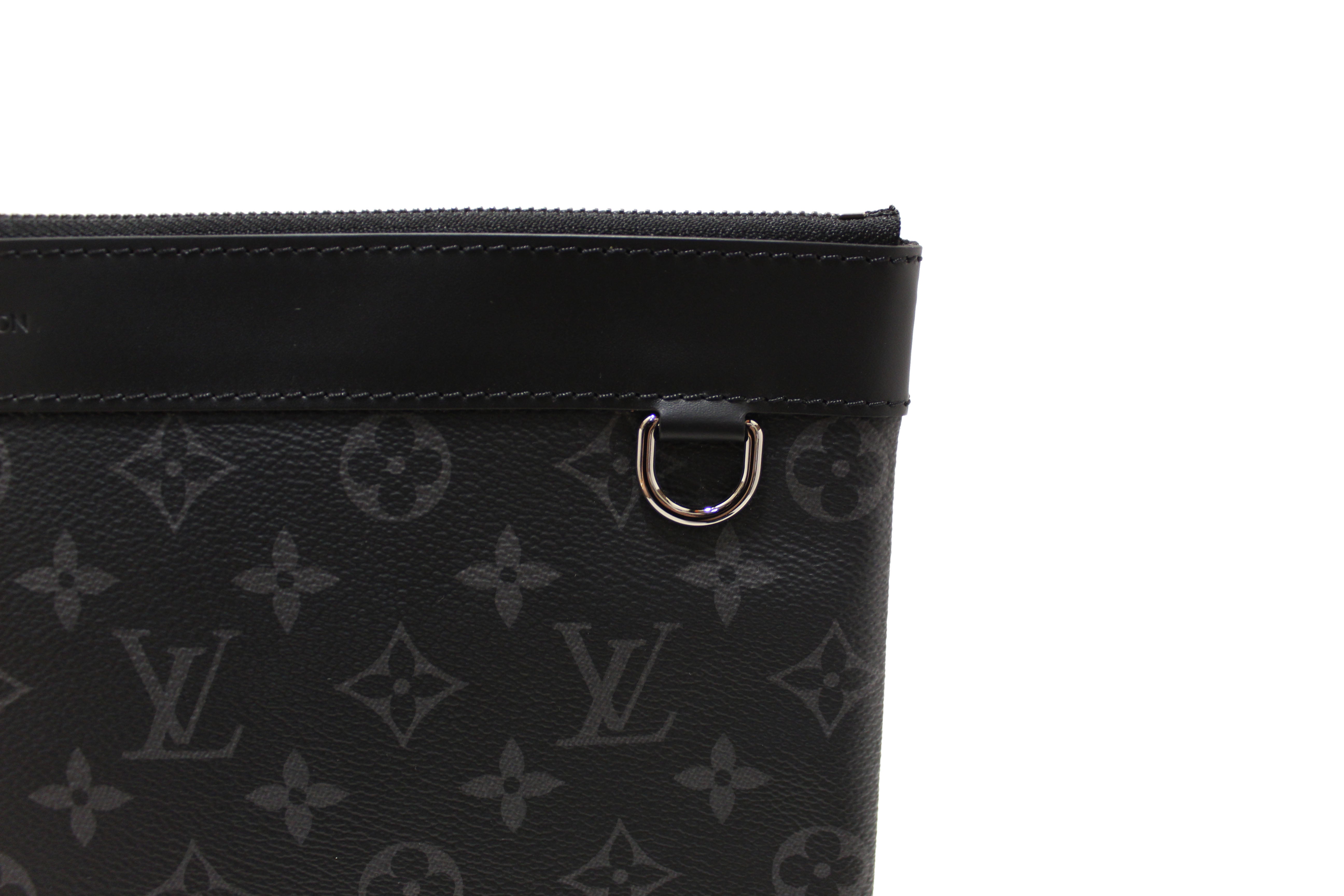 Authentic Louis Vuitton Monogram Eclipse Discovery Pochette GM Clutch Bag
