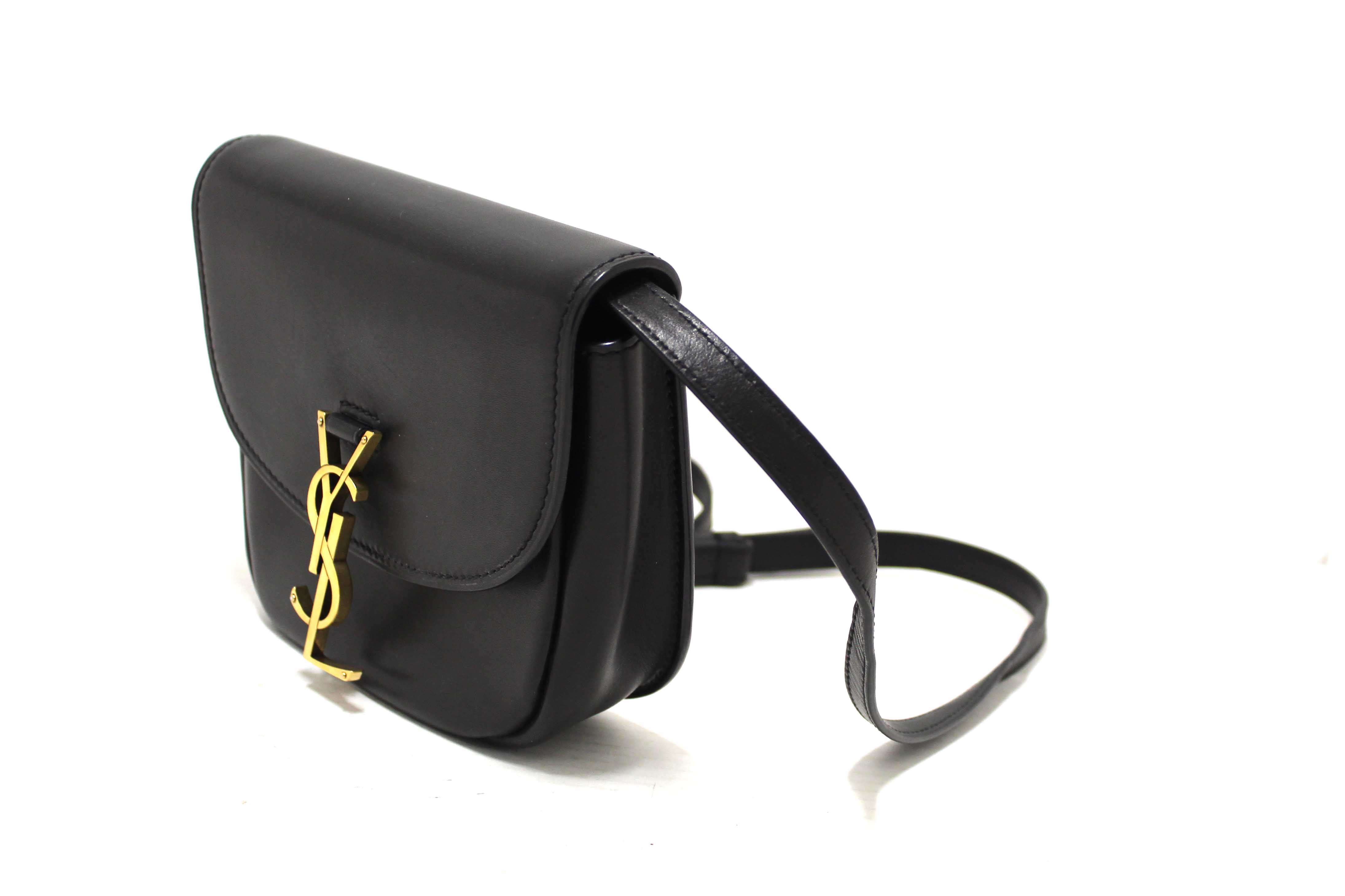 Authentic Saint Laurent Black Calfskin Leather Kaia Small Satchel Shoulder Bag