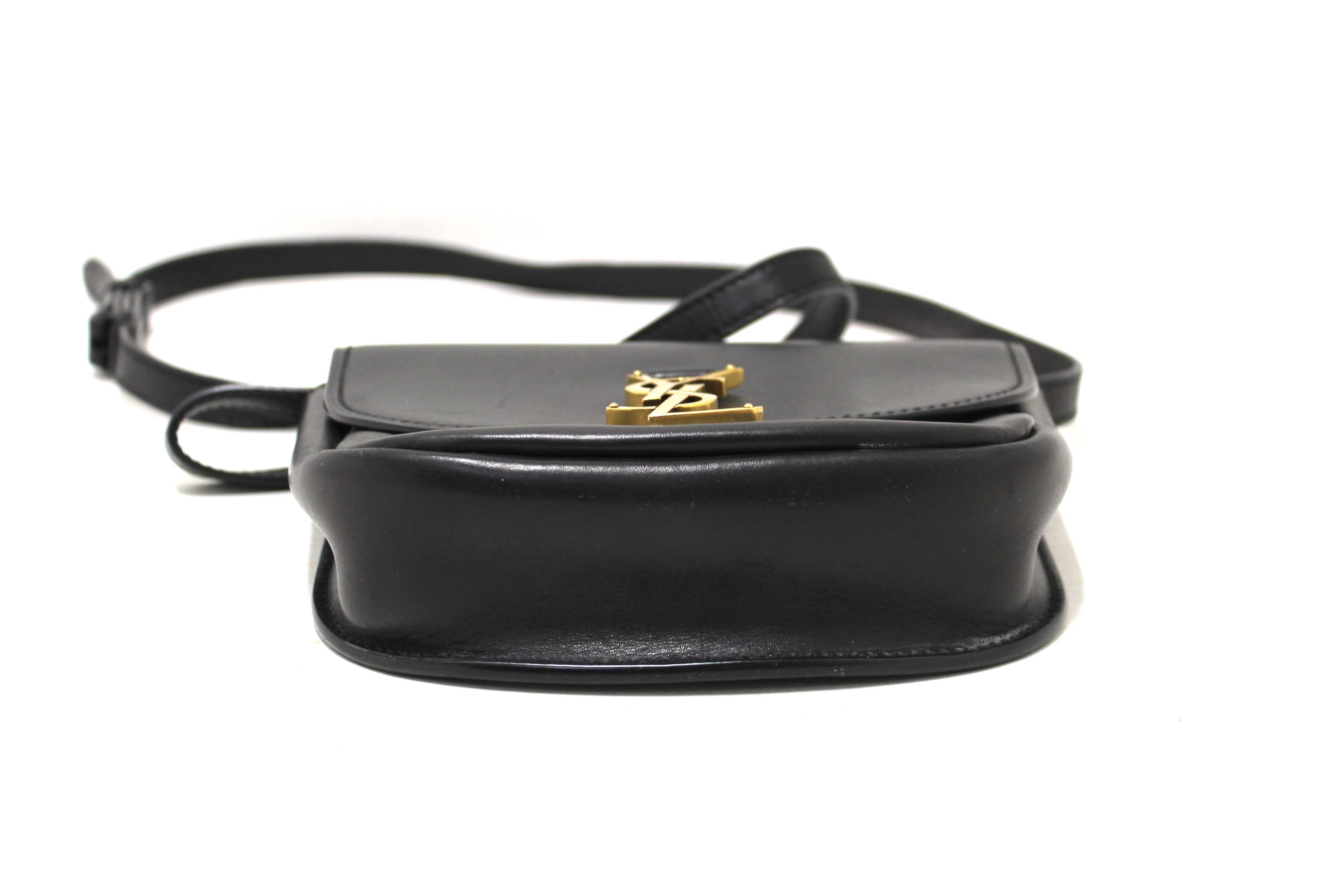 Authentic Saint Laurent Black Calfskin Leather Kaia Small Satchel Shoulder Bag