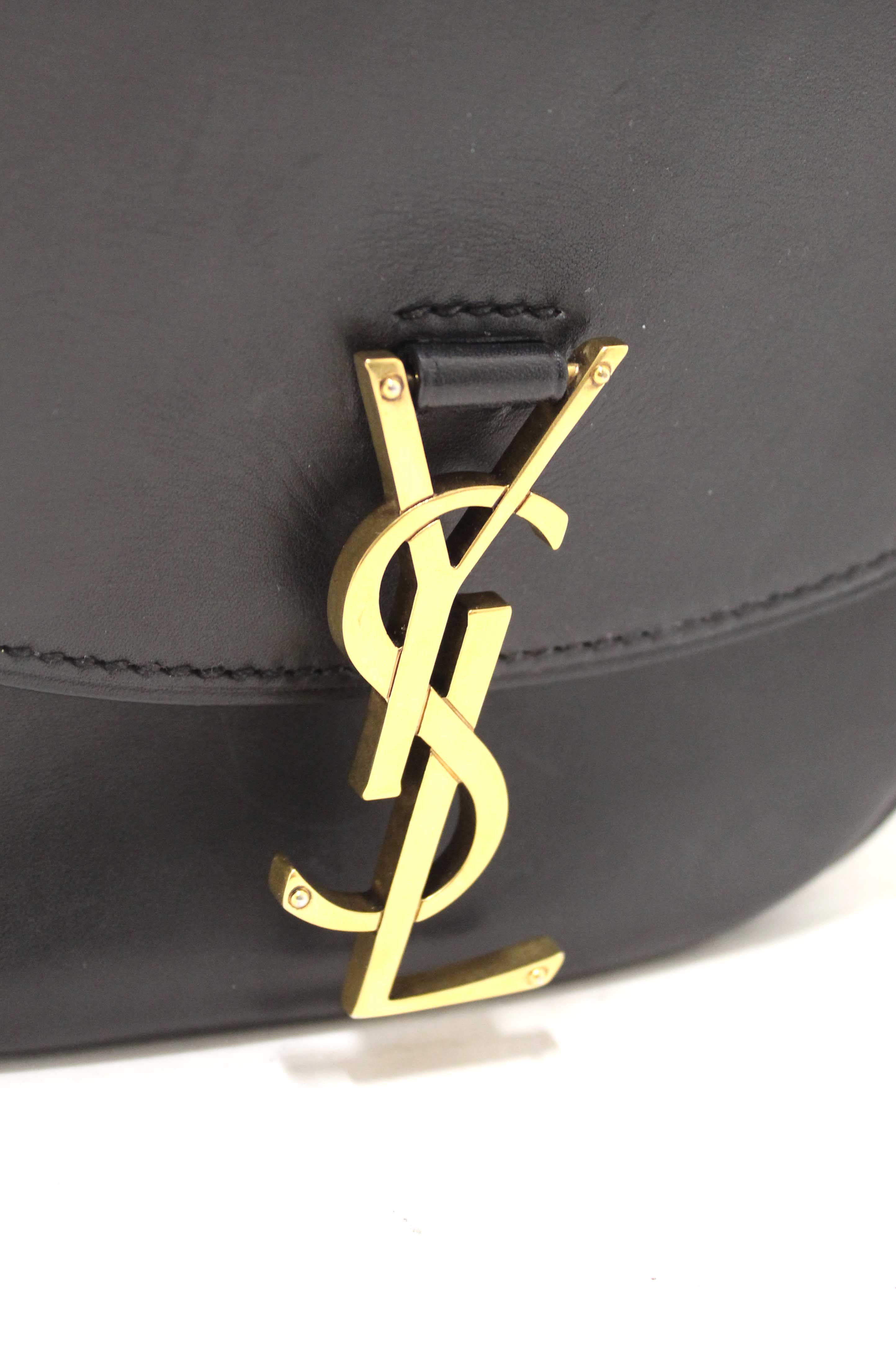 Authentic Saint Laurent Black Calfskin Leather Kaia Small Satchel Shoulder Bag