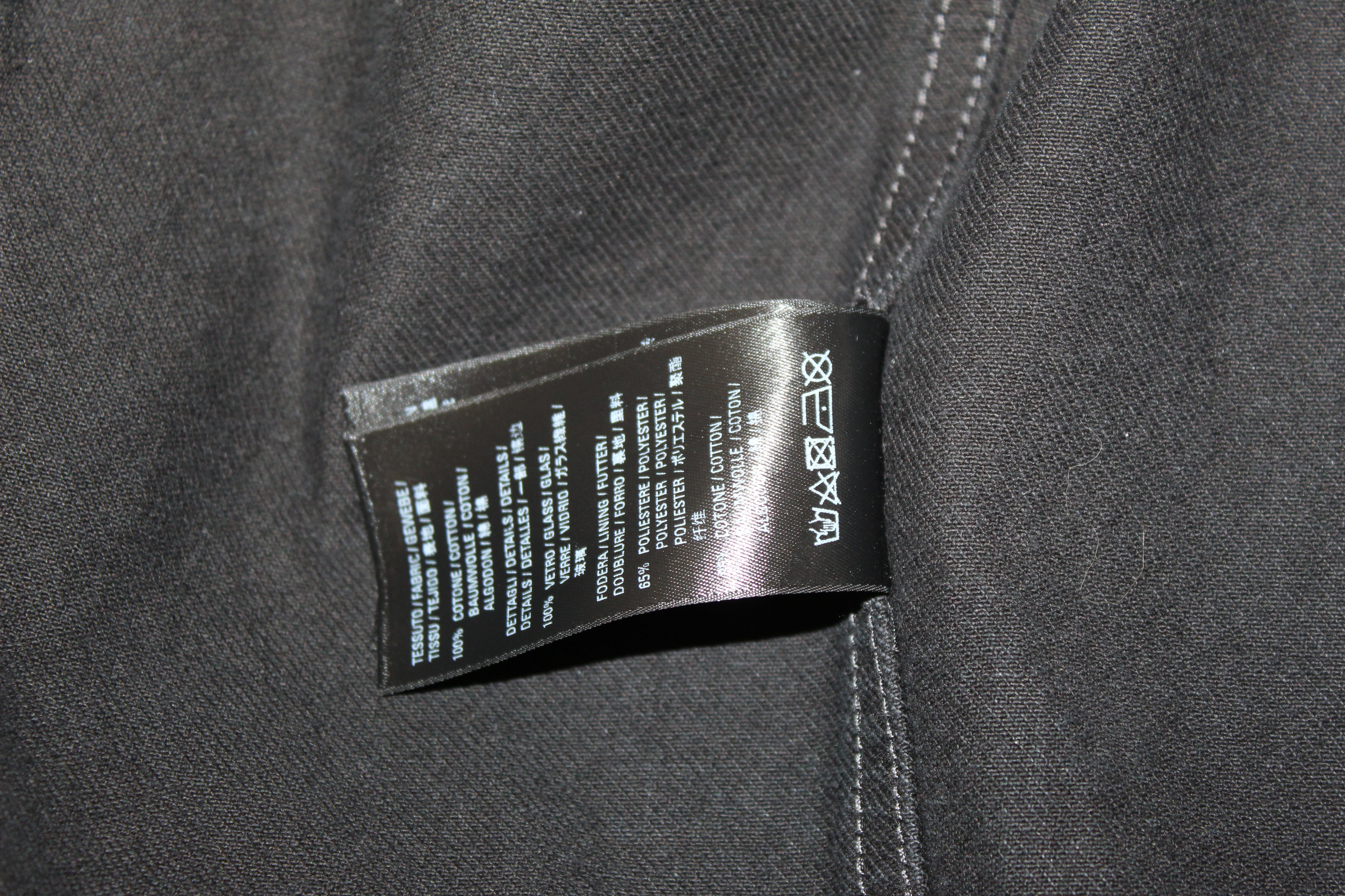 Authentic Balenciaga Black Rhinestone Logo Denim Jacket size 34