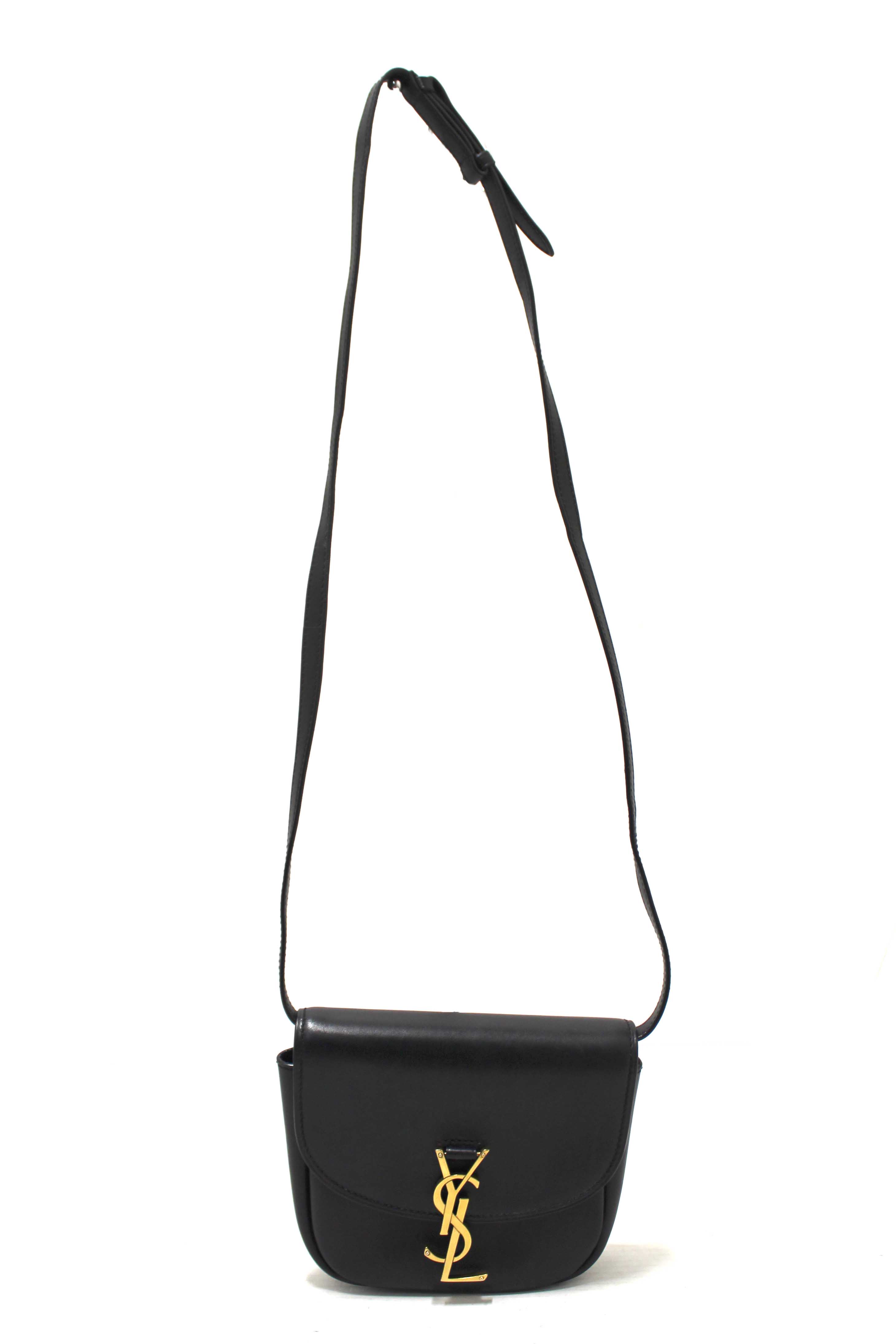 Authentic Saint Laurent Black Calfskin Leather Kaia Small Satchel Shoulder Bag