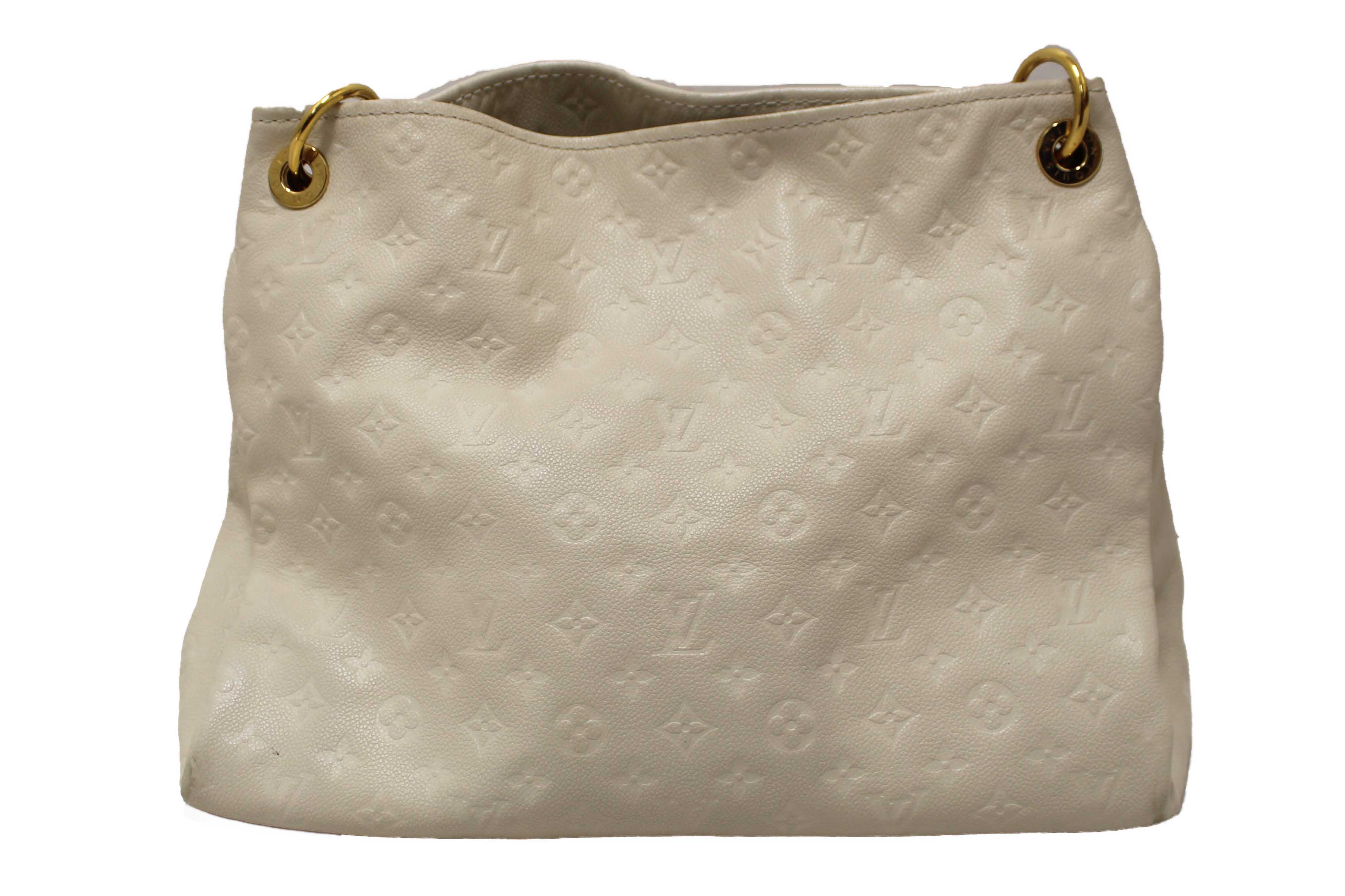 Authentic Louis Vuitton White Monogram Empreinte Leather Artsy MM Hobo Bag