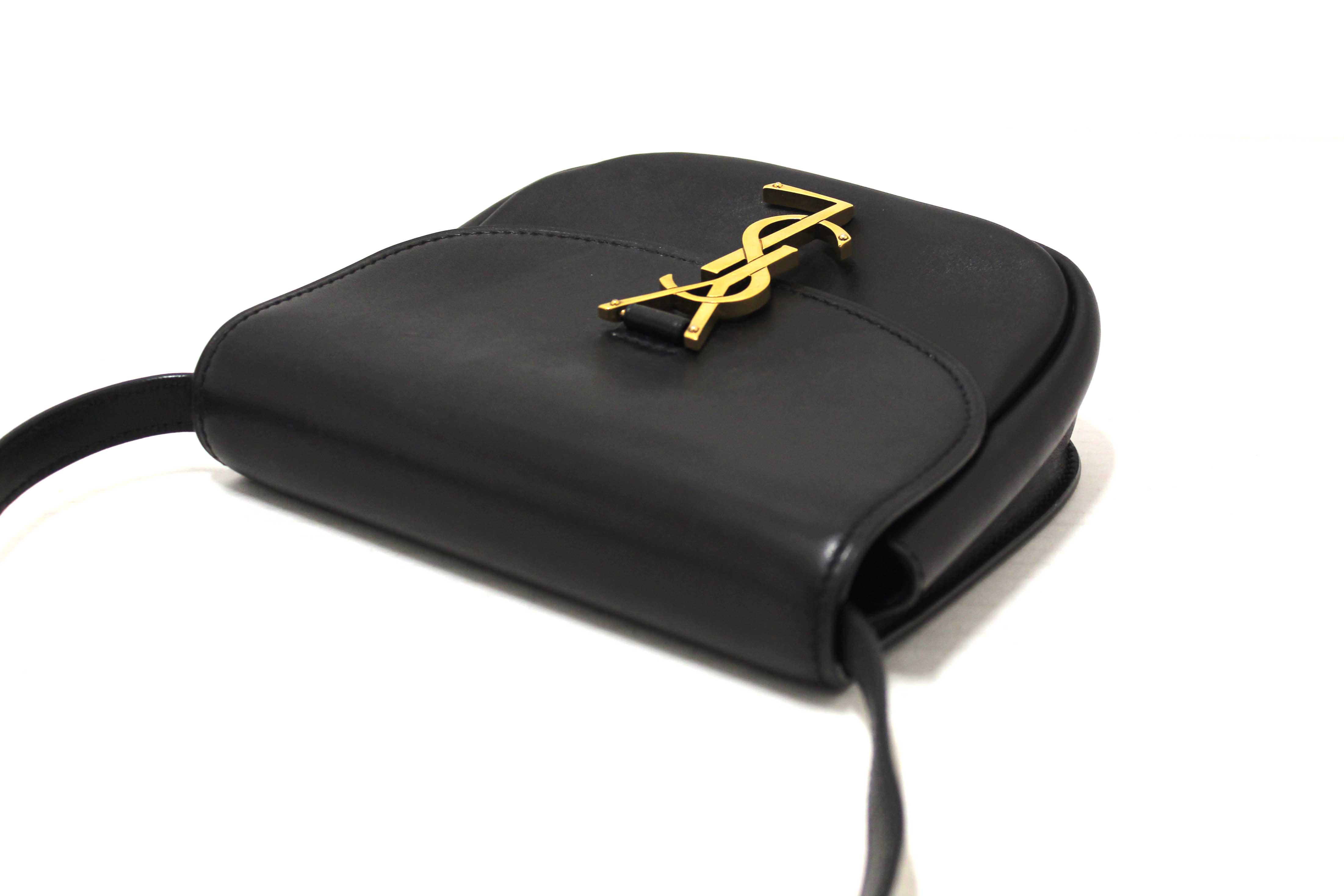 Authentic Saint Laurent Black Calfskin Leather Kaia Small Satchel Shoulder Bag