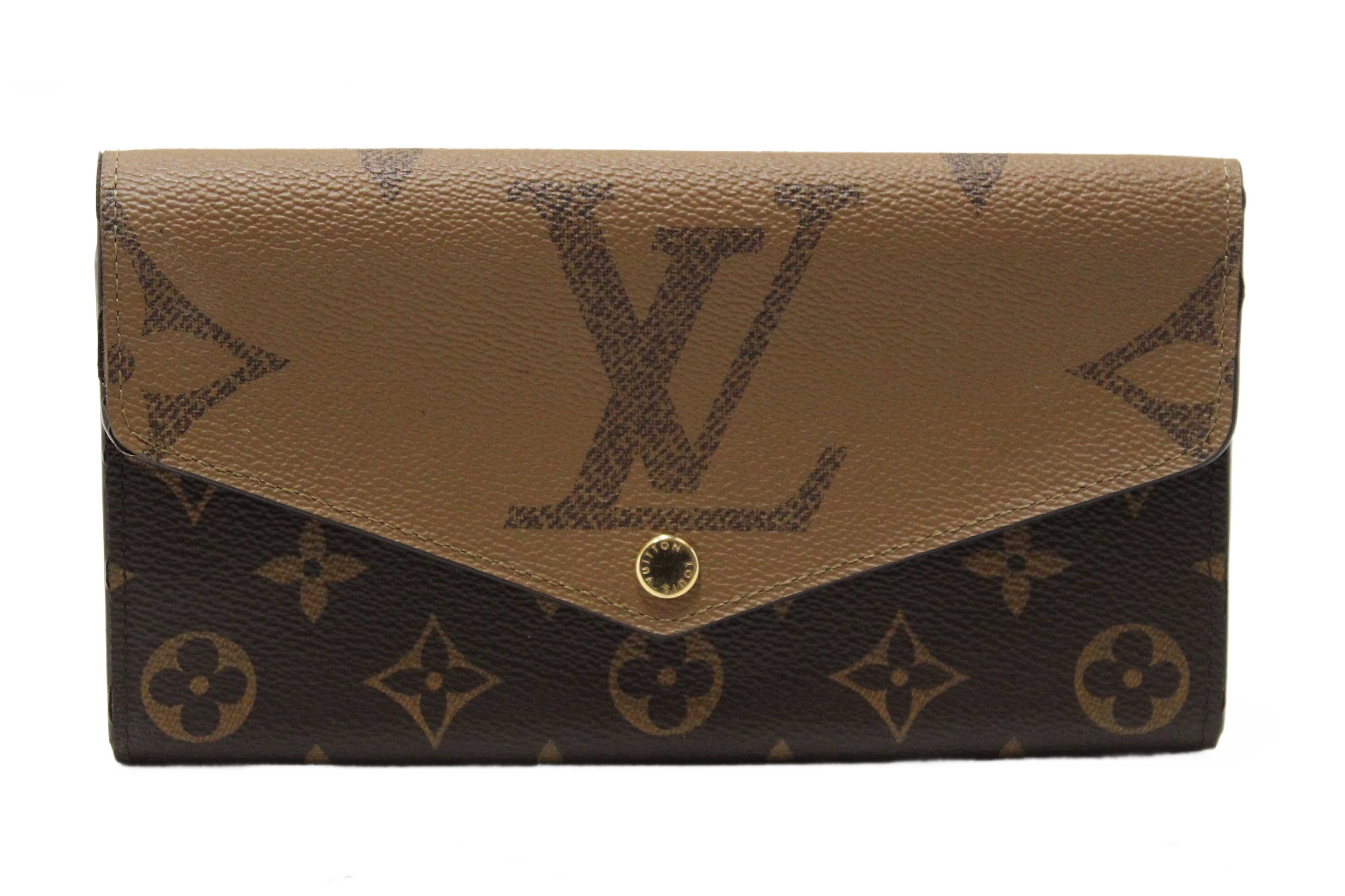 Authentic Louis Vuitton Classic Monogram and Monogram Reverse Giant Canvas Sarah Wallet