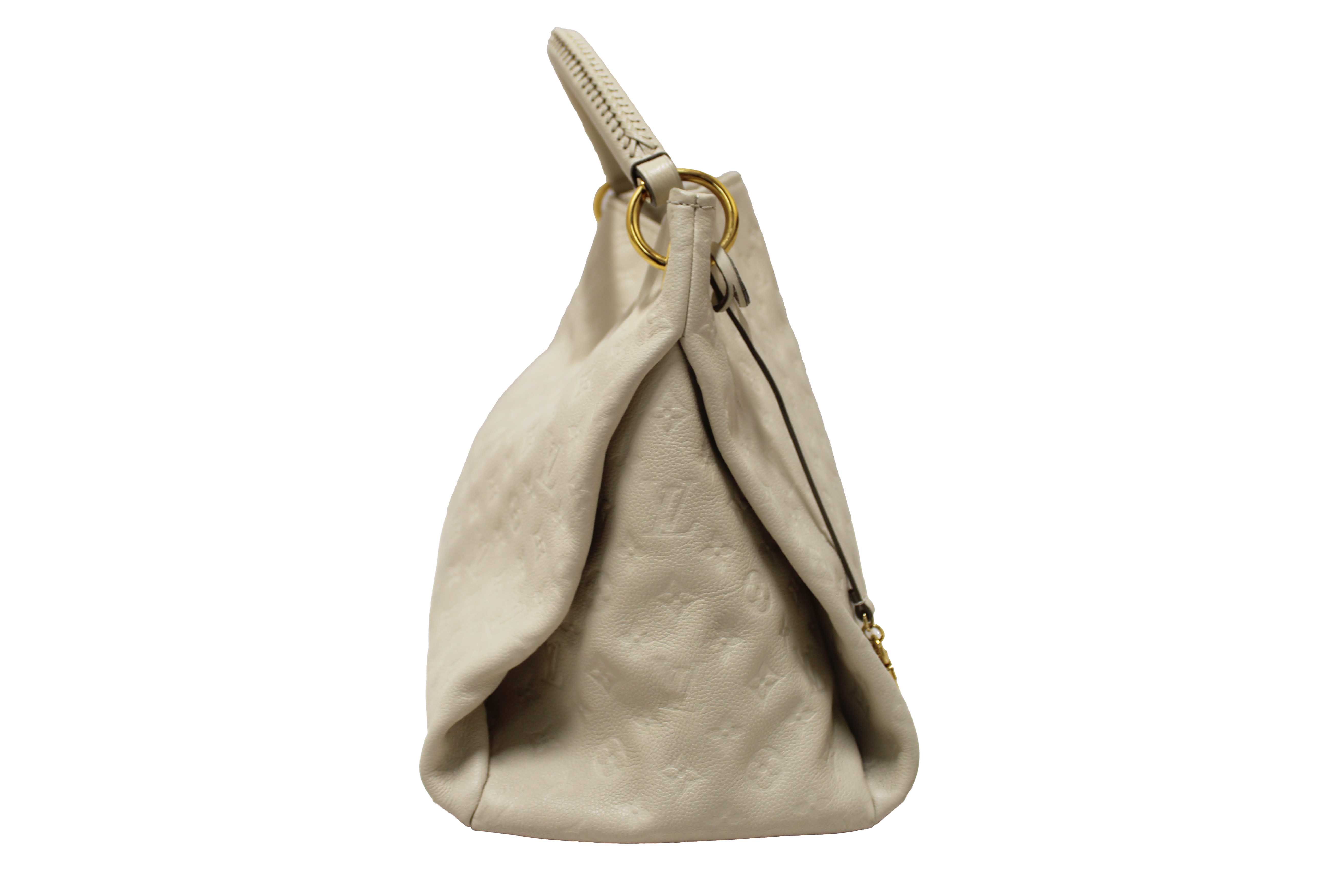 Authentic Louis Vuitton White Monogram Empreinte Leather Artsy MM Hobo Bag