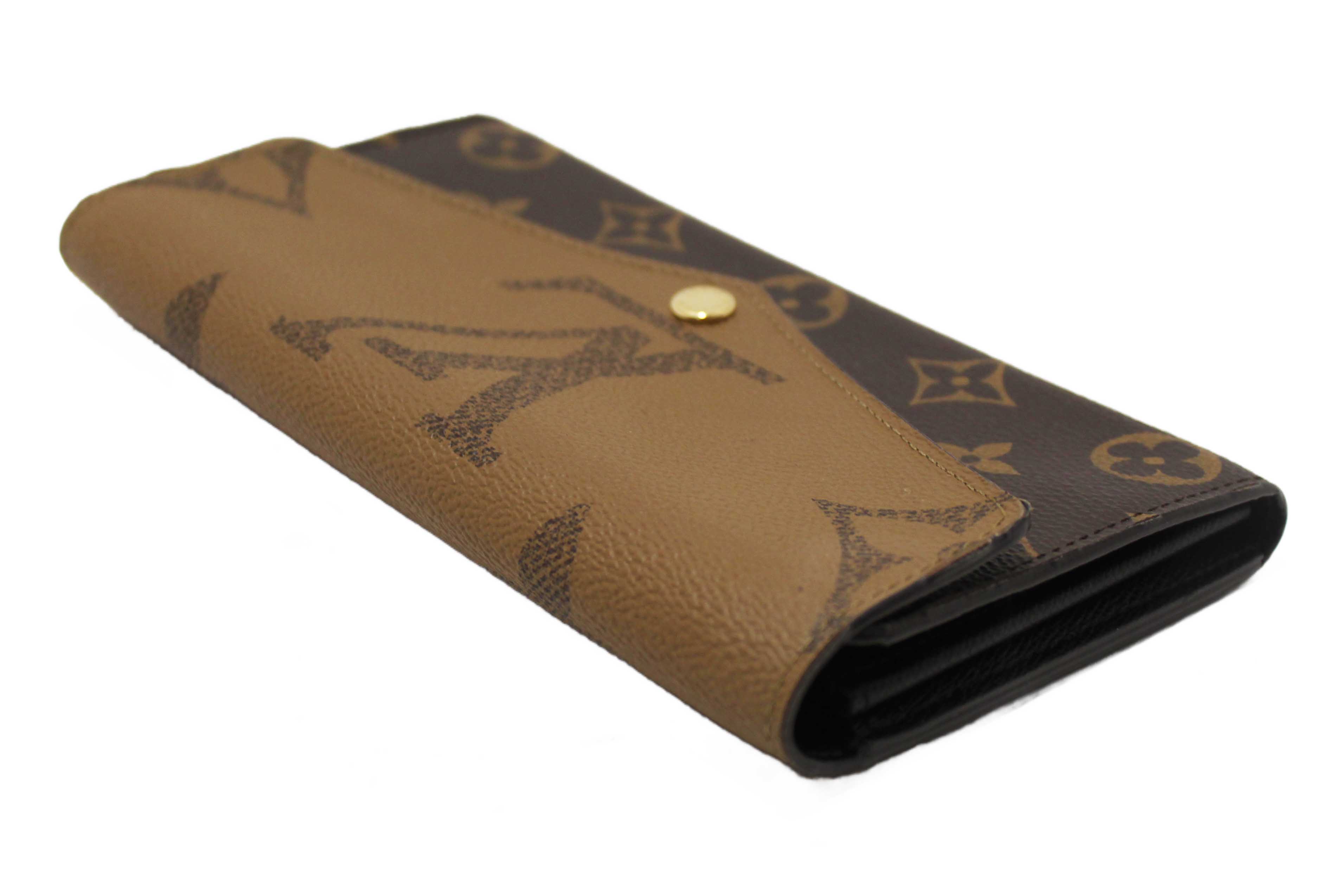 Authentic Louis Vuitton Classic Monogram and Monogram Reverse Giant Canvas Sarah Wallet