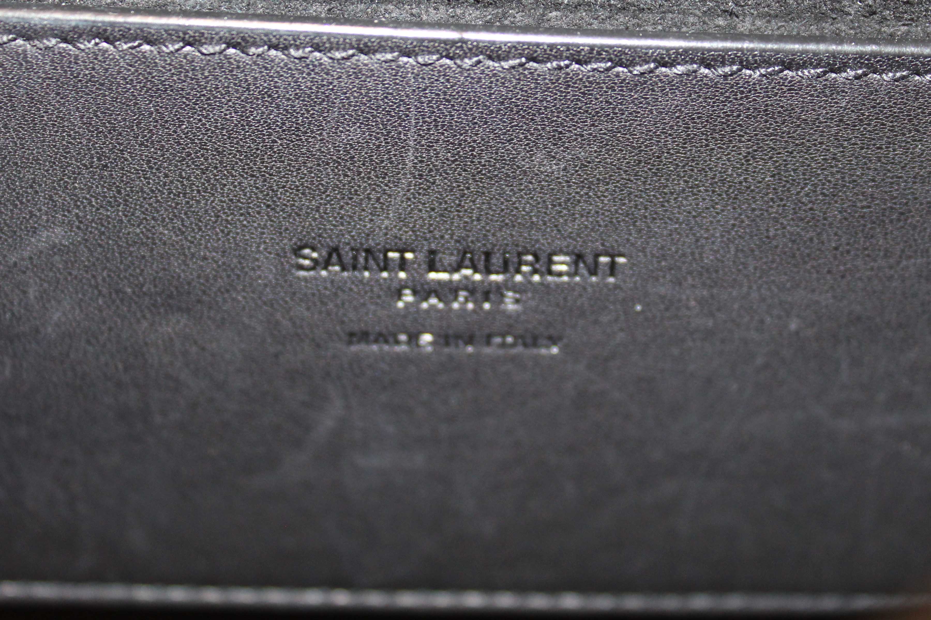 Authentic Saint Laurent Black Calfskin Leather Kaia Small Satchel Shoulder Bag