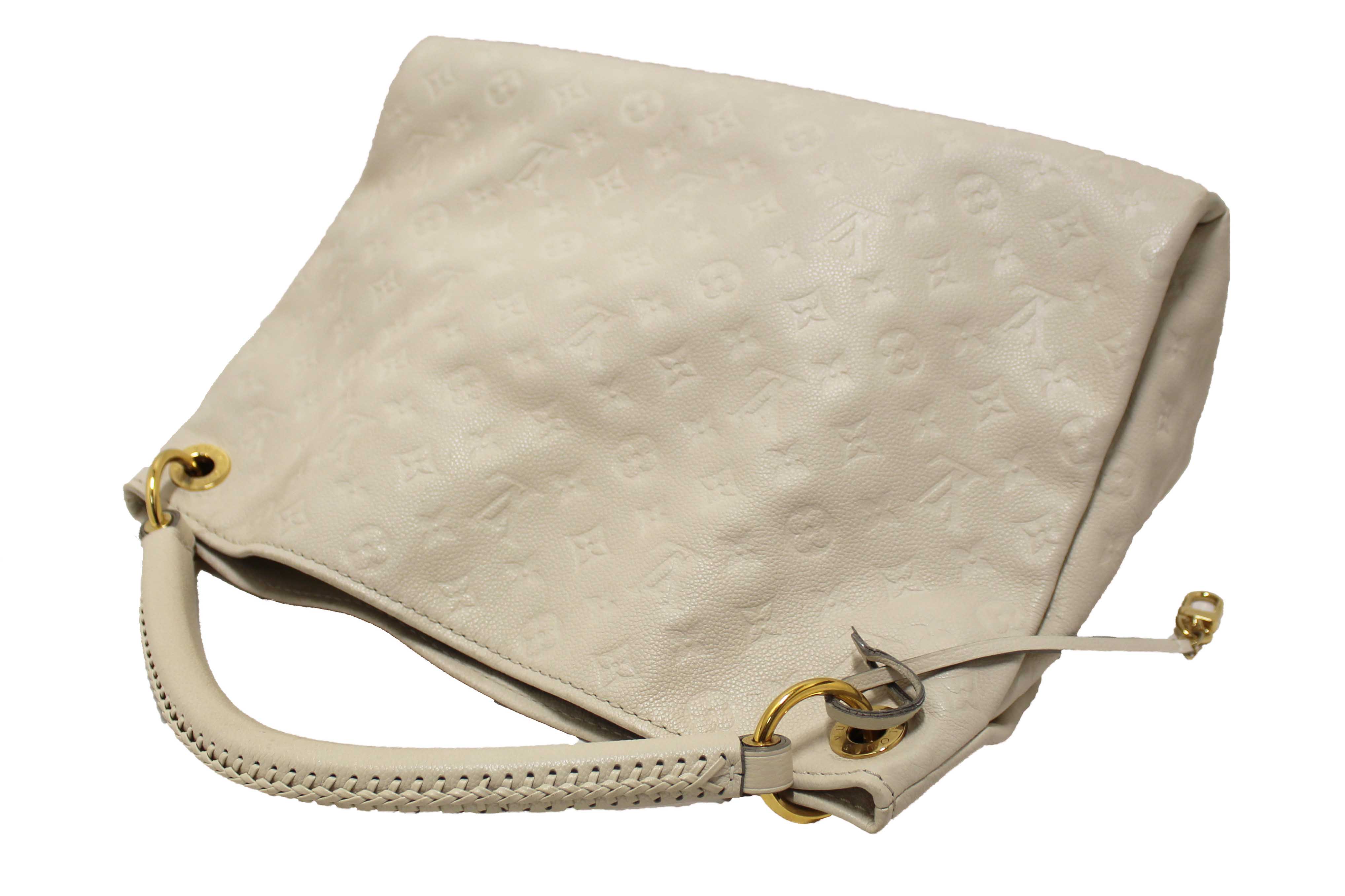 Authentic Louis Vuitton White Monogram Empreinte Leather Artsy MM Hobo Bag