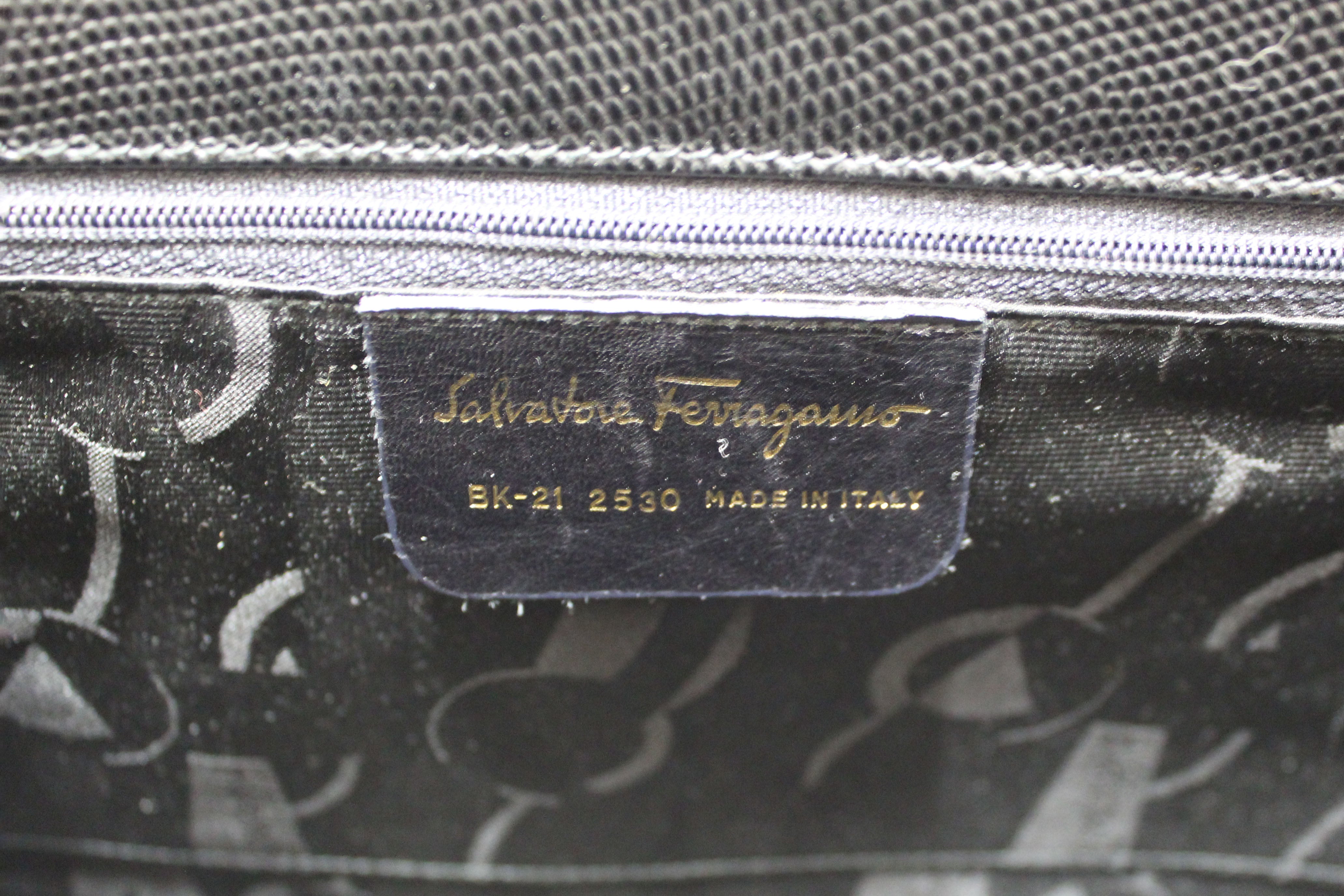 Authentic Salvatore Ferragamo Vintage Black Leather Vala Tote Bag