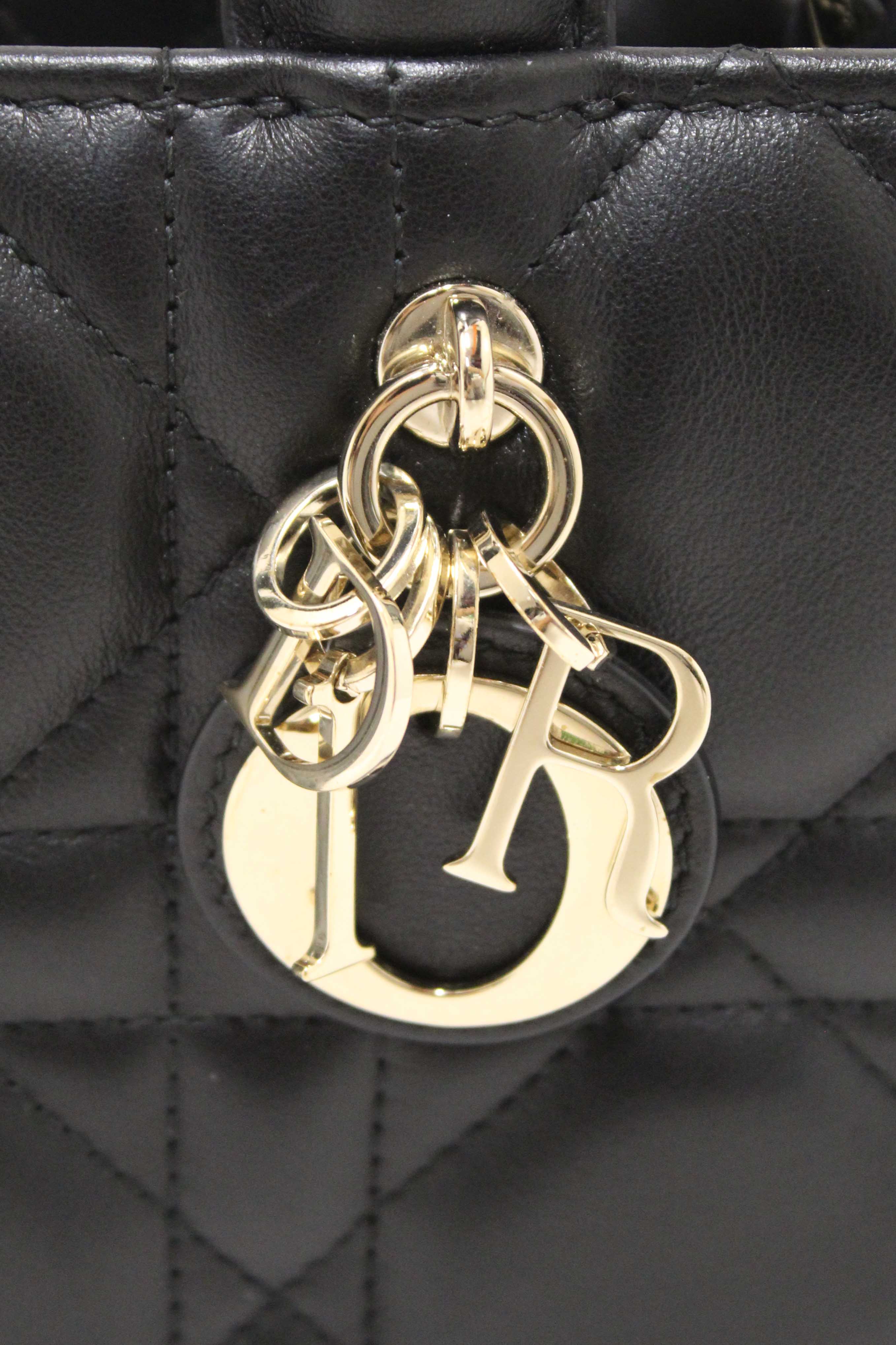 Authentic Christian Dior Black Calfksin Macrocannage Mini Book Tote