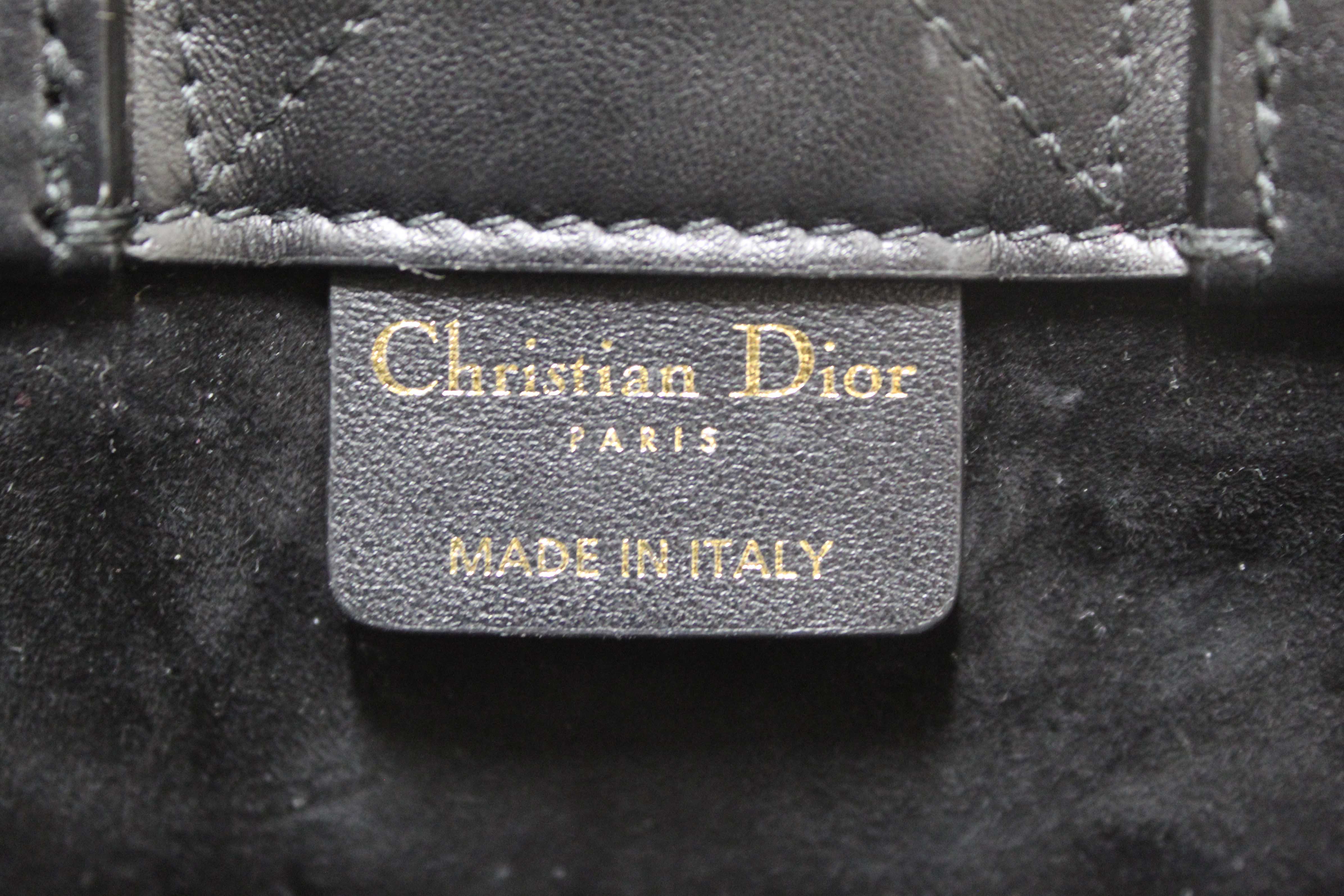 Authentic Christian Dior Black Calfksin Macrocannage Mini Book Tote