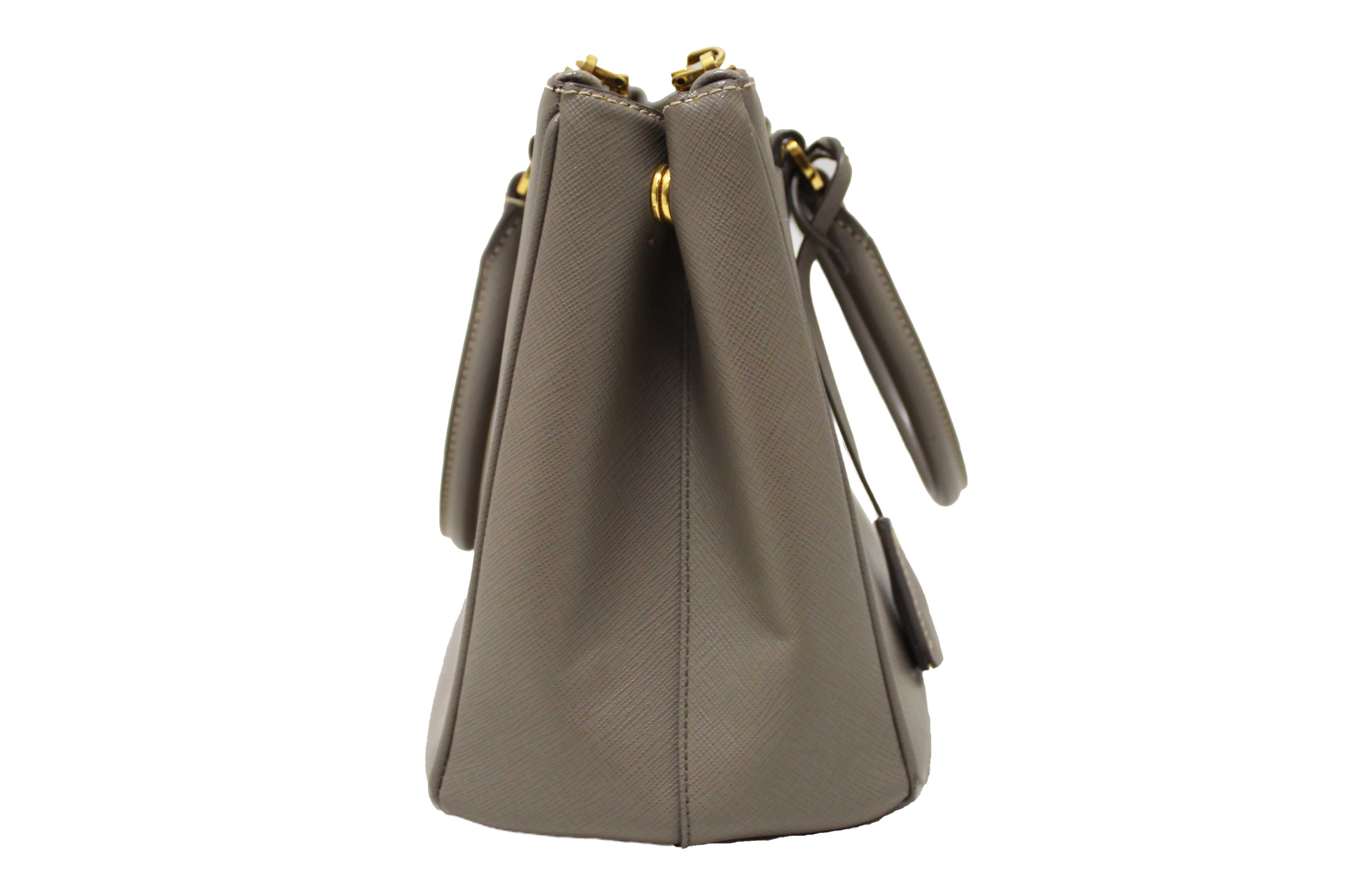 Authentic Prada Grey Saffiano Lux Leather Galleria Medium Tote Bag
