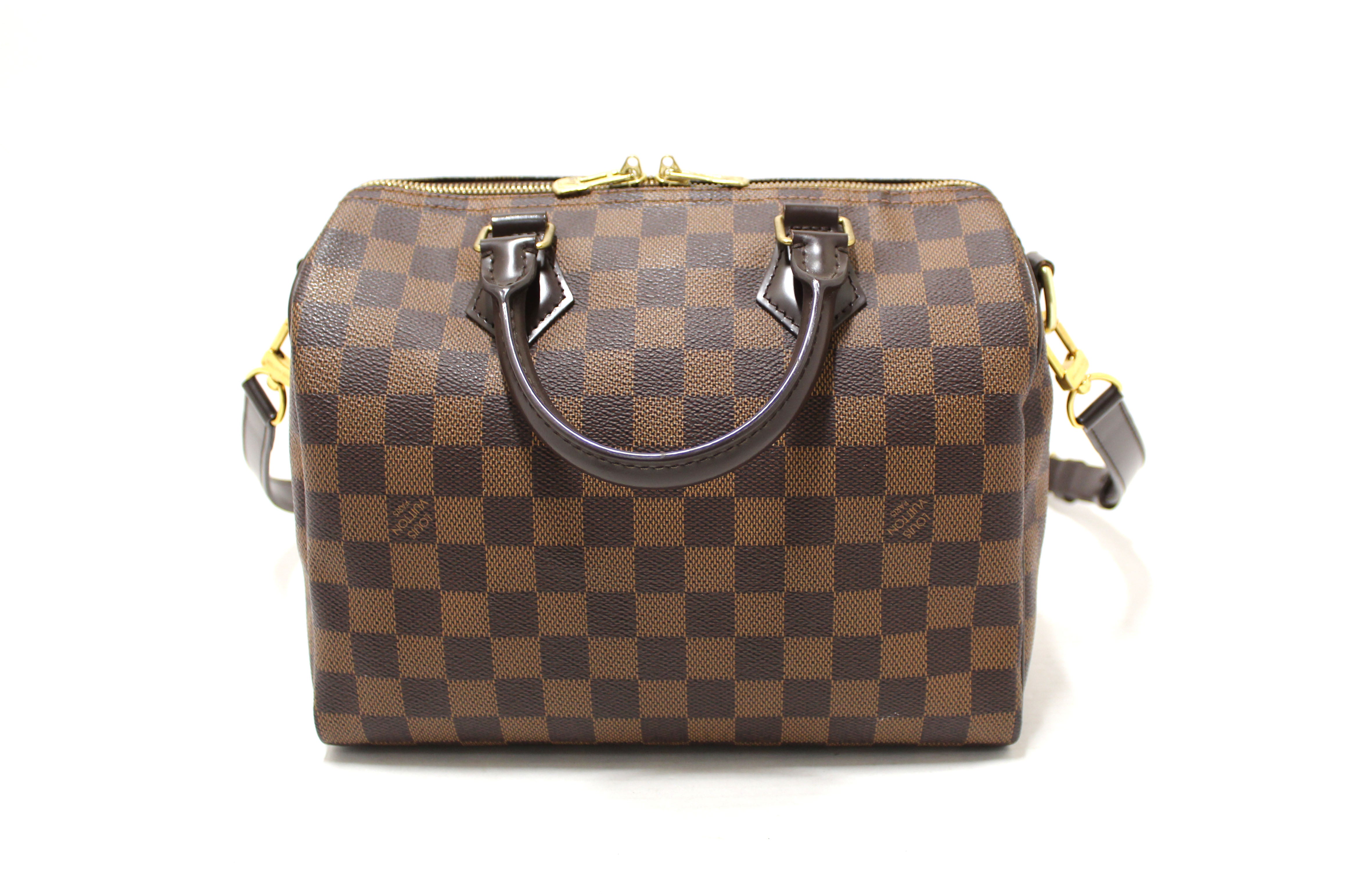 Authentic Louis Vuitton Damier Ebene Speedy 25 Bandouliere Bag