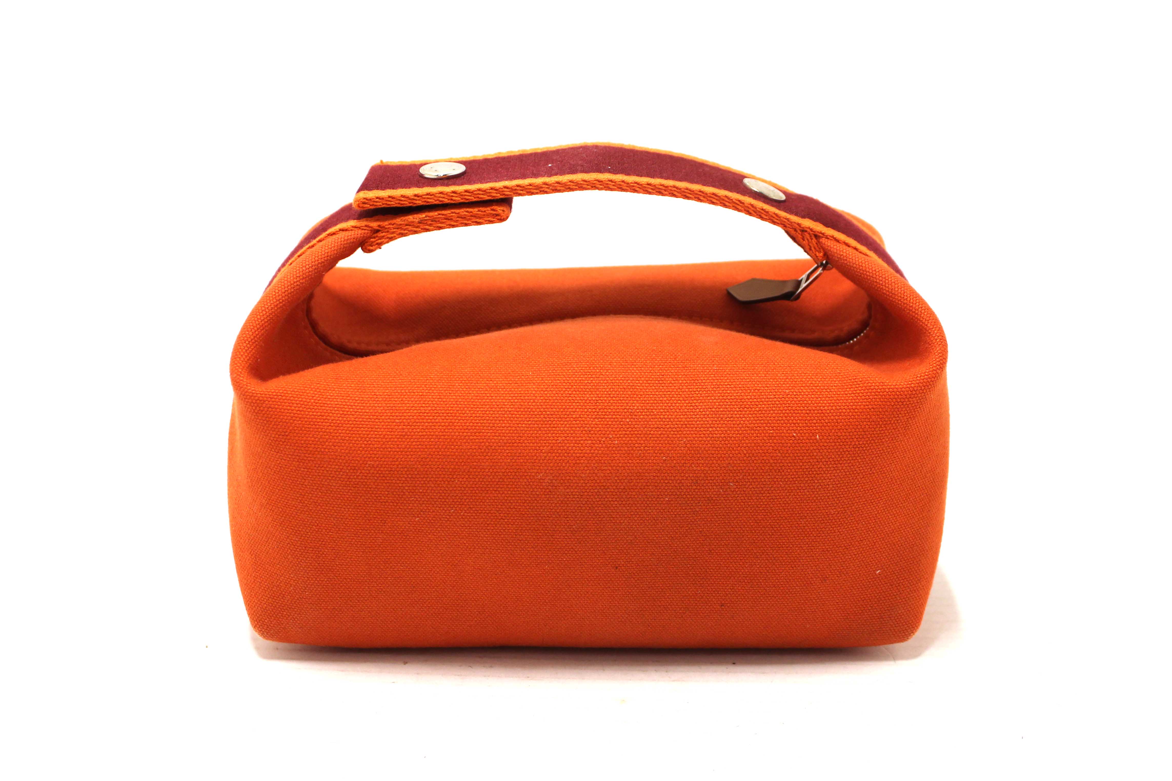 Authentic Hermes Orange Wool Small Bride-A-Brac H Pouch Case