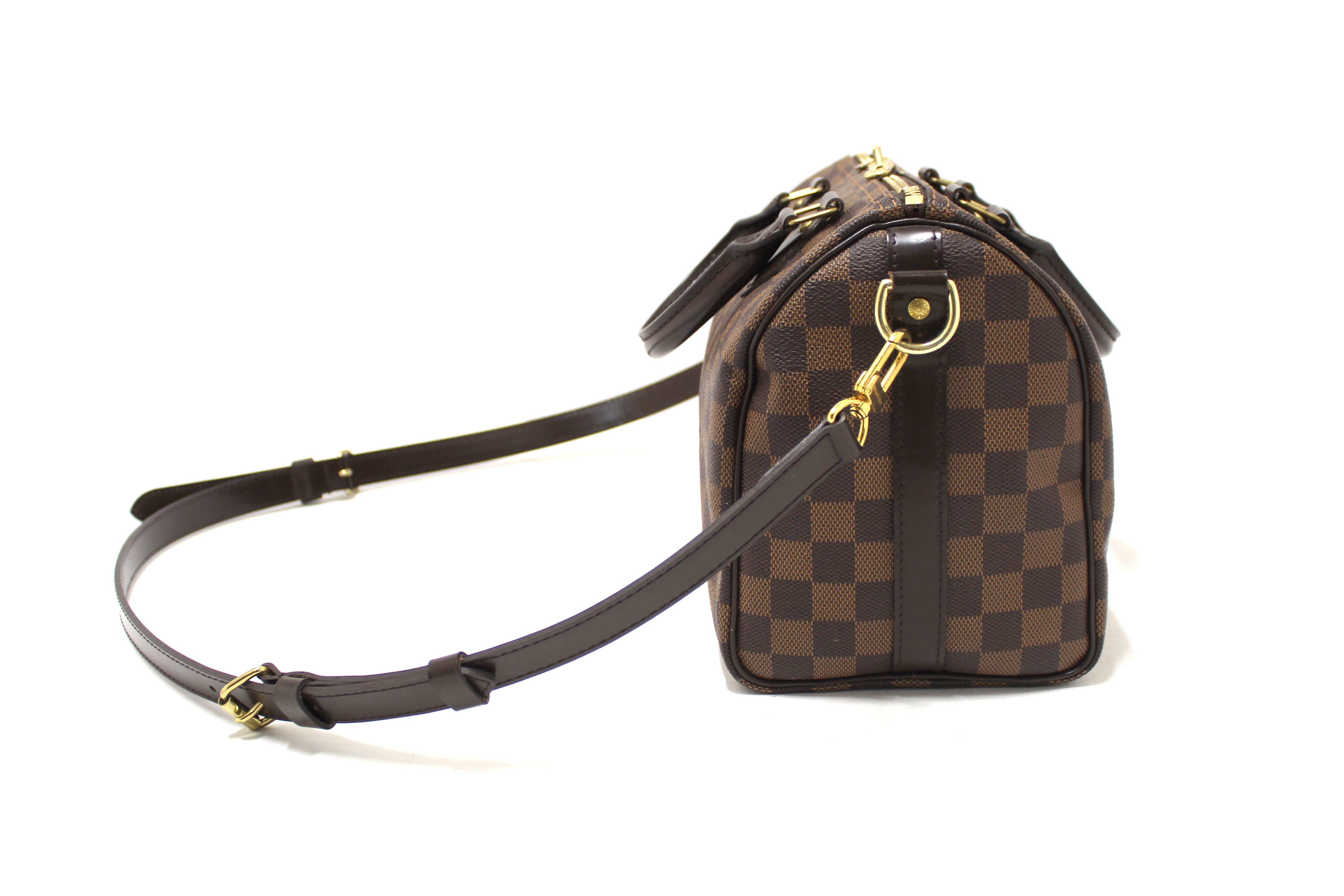 Authentic Louis Vuitton Damier Ebene Speedy 25 Bandouliere Bag