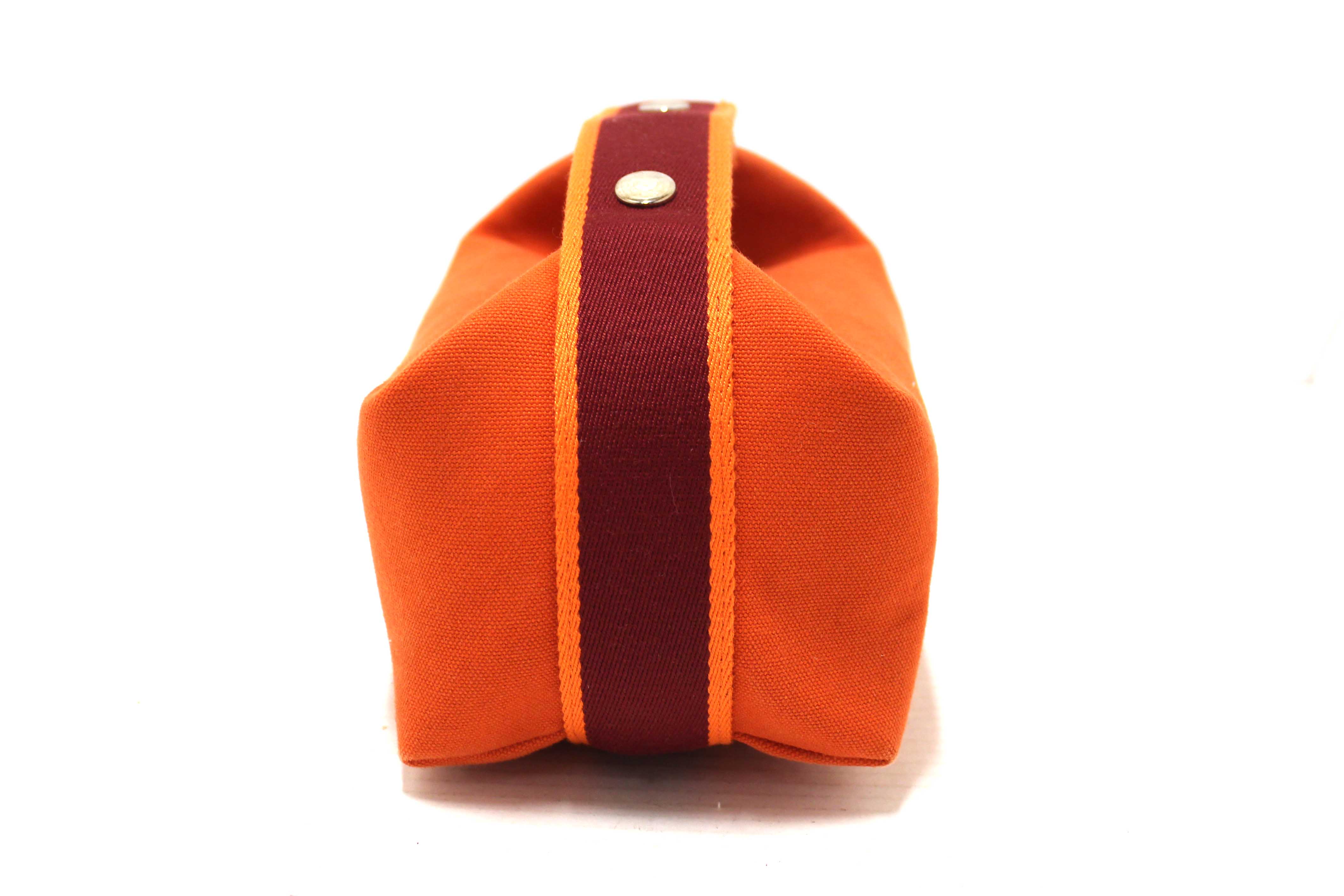 Authentic Hermes Orange Wool Small Bride-A-Brac H Pouch Case