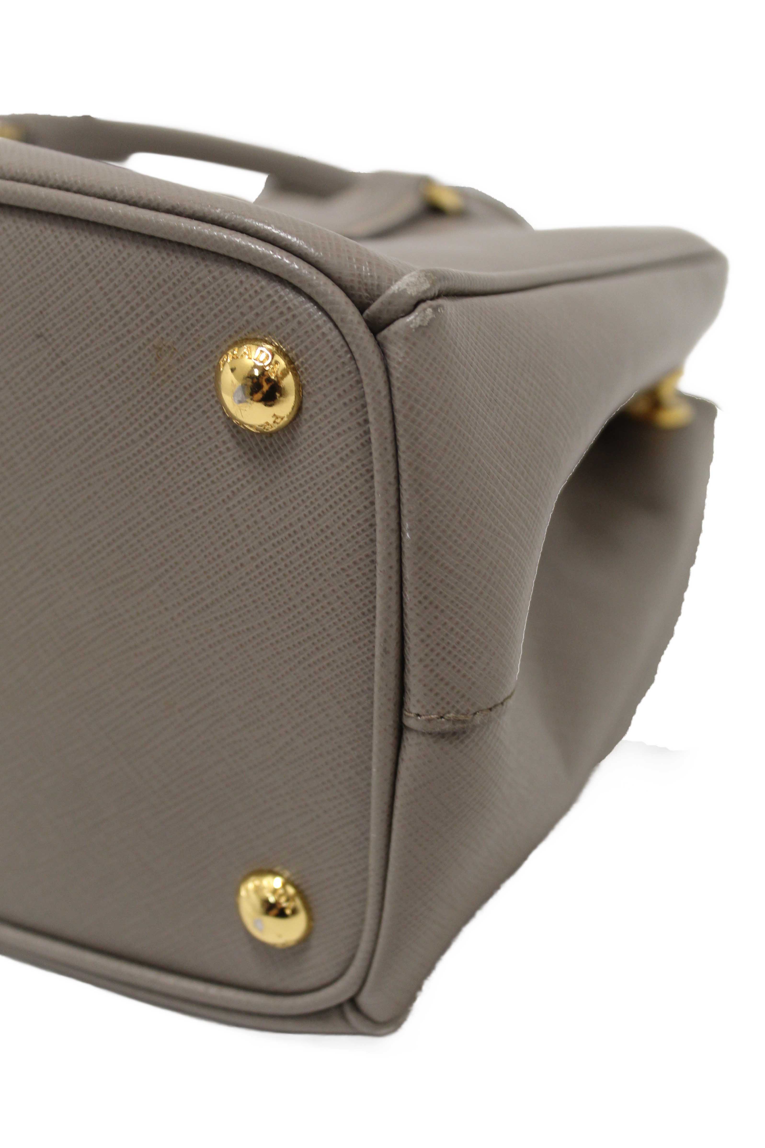 Authentic Prada Grey Saffiano Lux Leather Galleria Medium Tote Bag