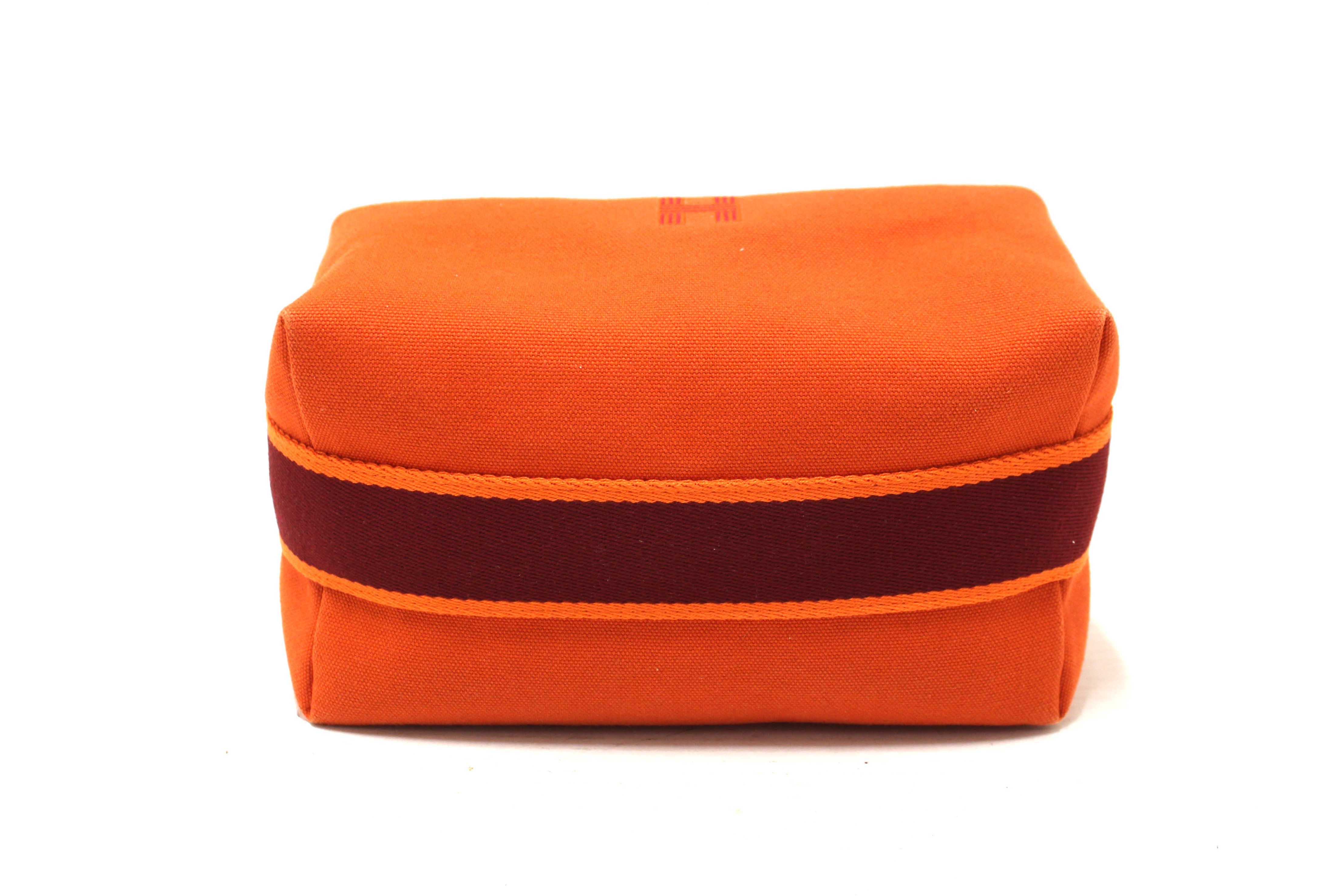 Authentic Hermes Orange Wool Small Bride-A-Brac H Pouch Case