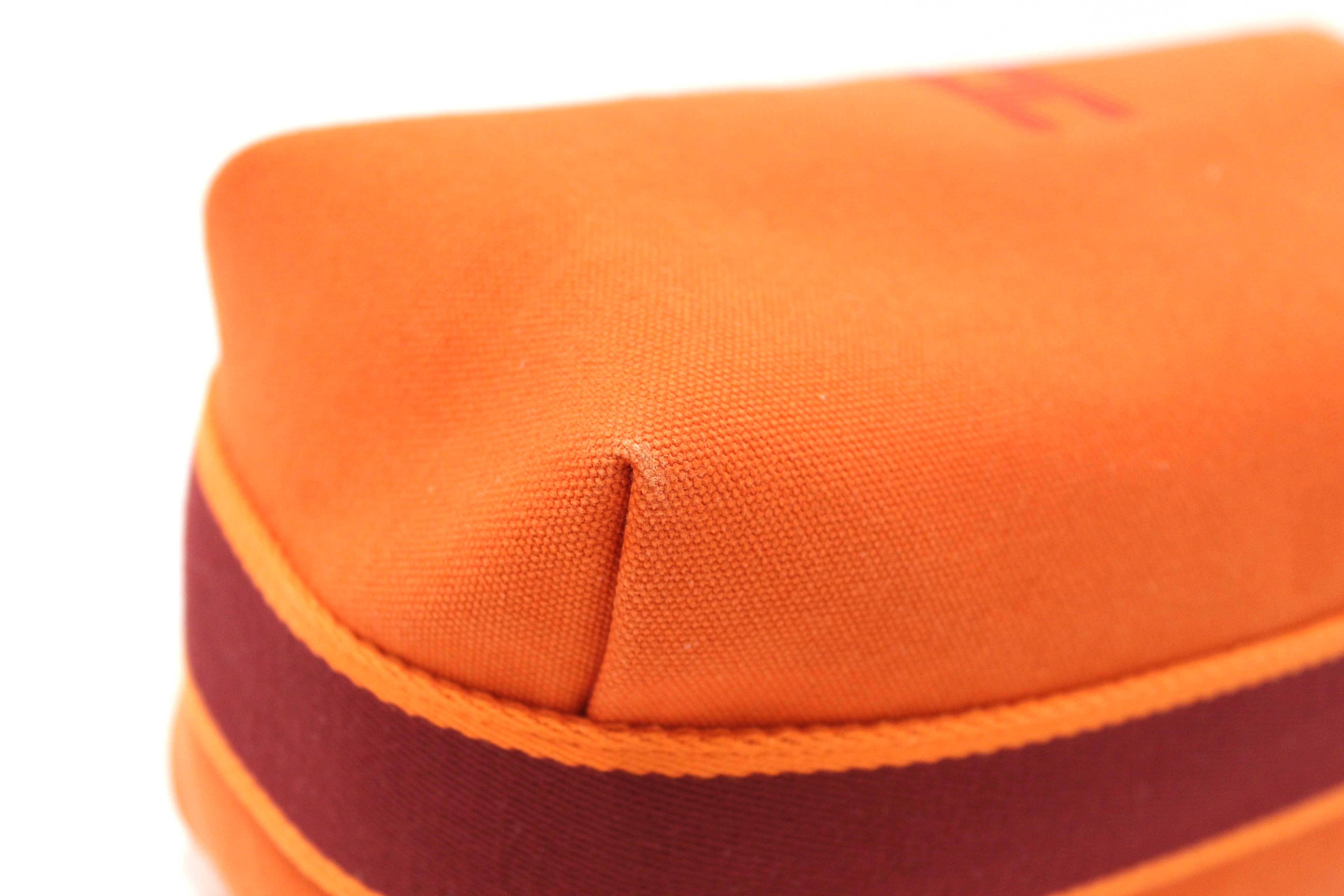 Authentic Hermes Orange Wool Small Bride-A-Brac H Pouch Case