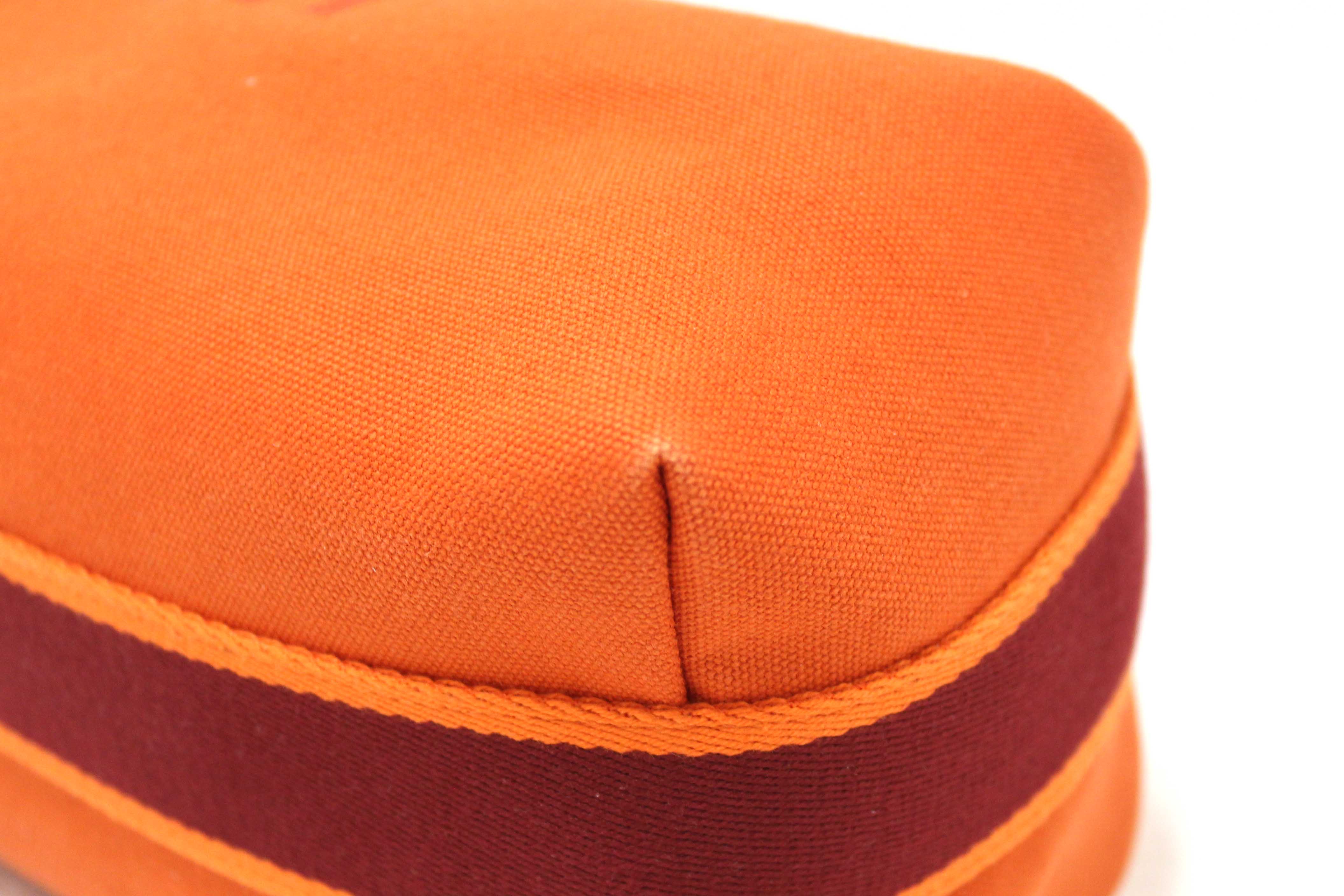 Authentic Hermes Orange Wool Small Bride-A-Brac H Pouch Case