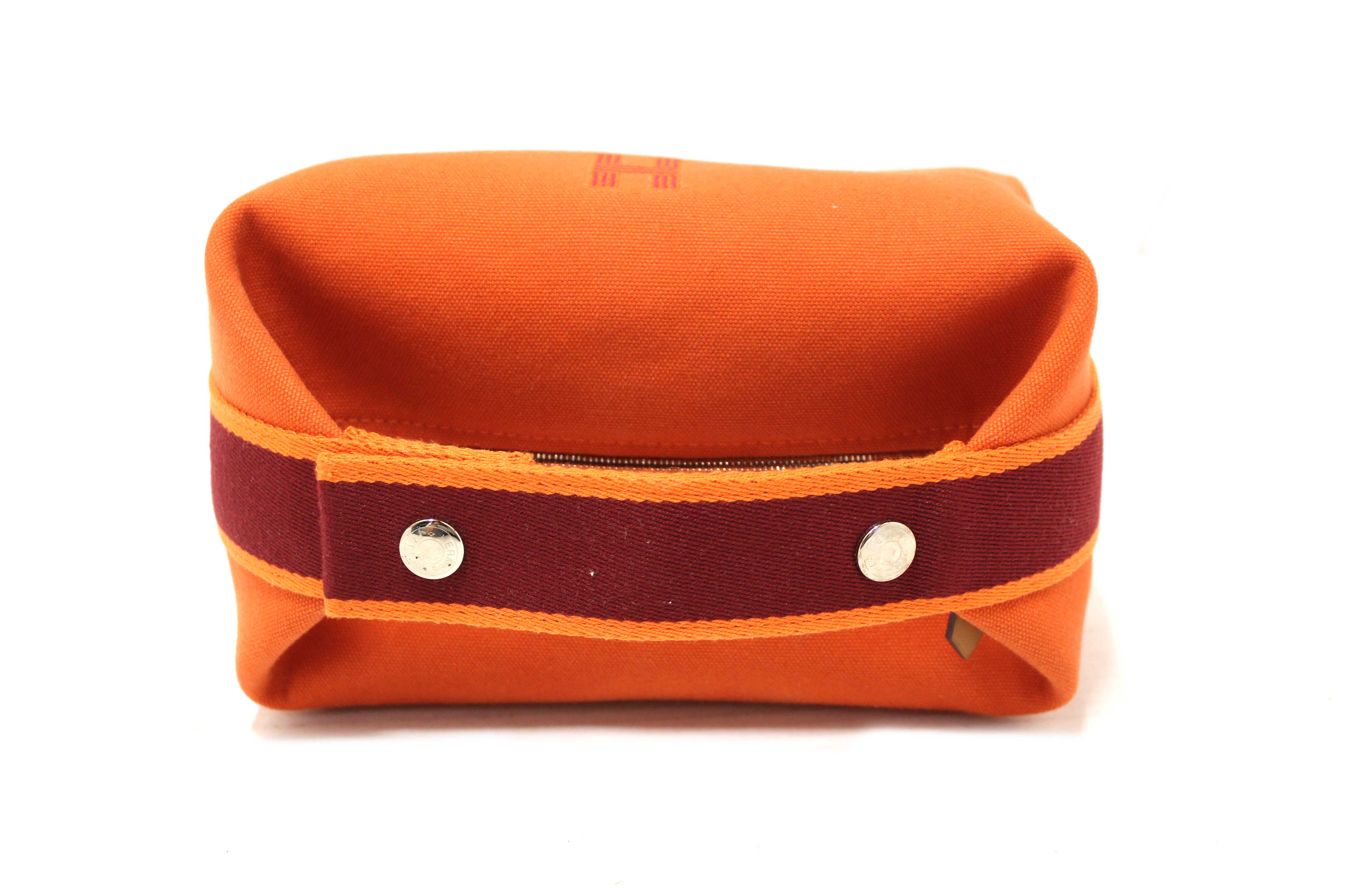 Authentic Hermes Orange Wool Small Bride-A-Brac H Pouch Case