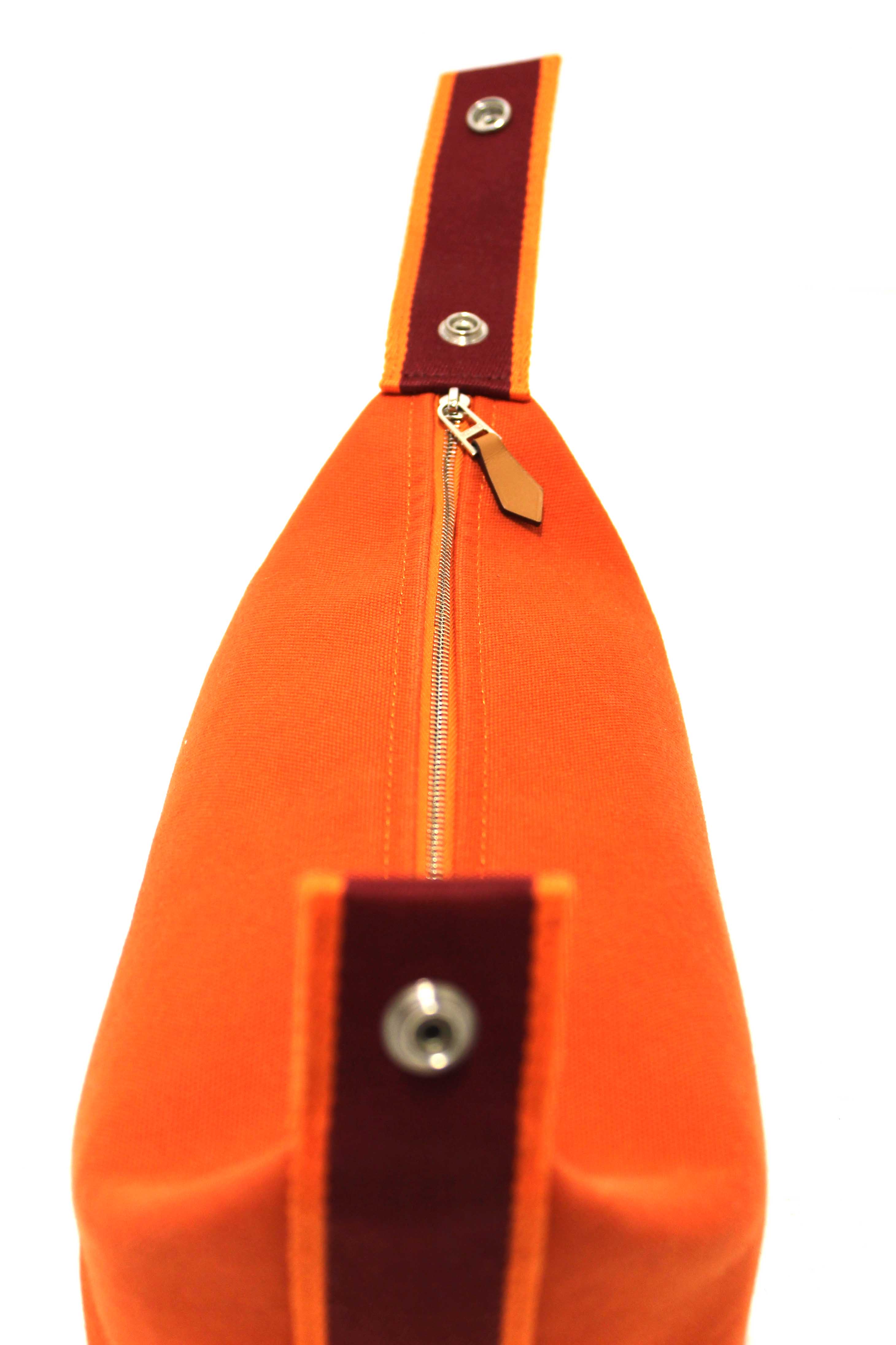 Authentic Hermes Orange Wool Small Bride-A-Brac H Pouch Case