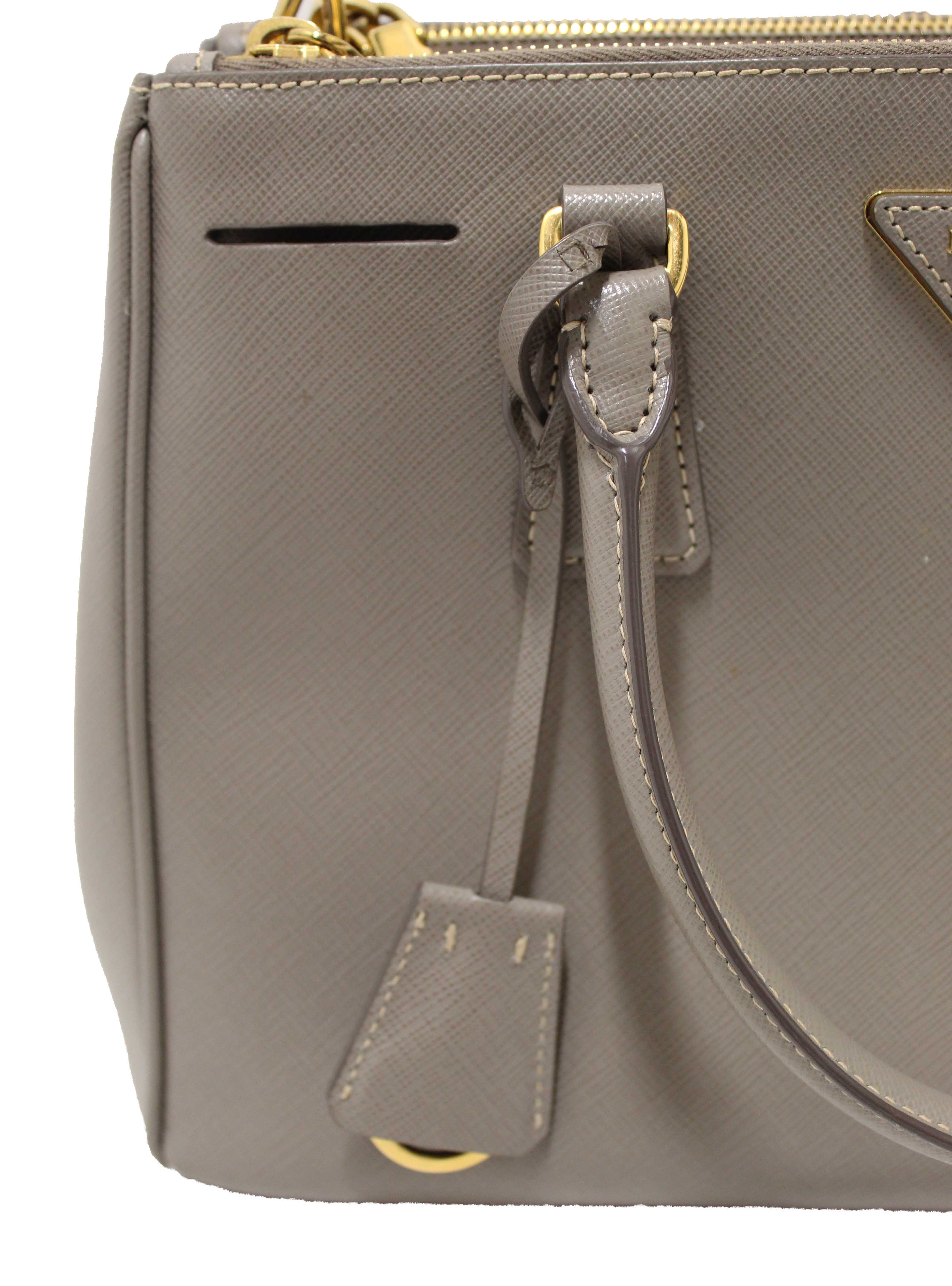 Authentic Prada Grey Saffiano Lux Leather Galleria Medium Tote Bag