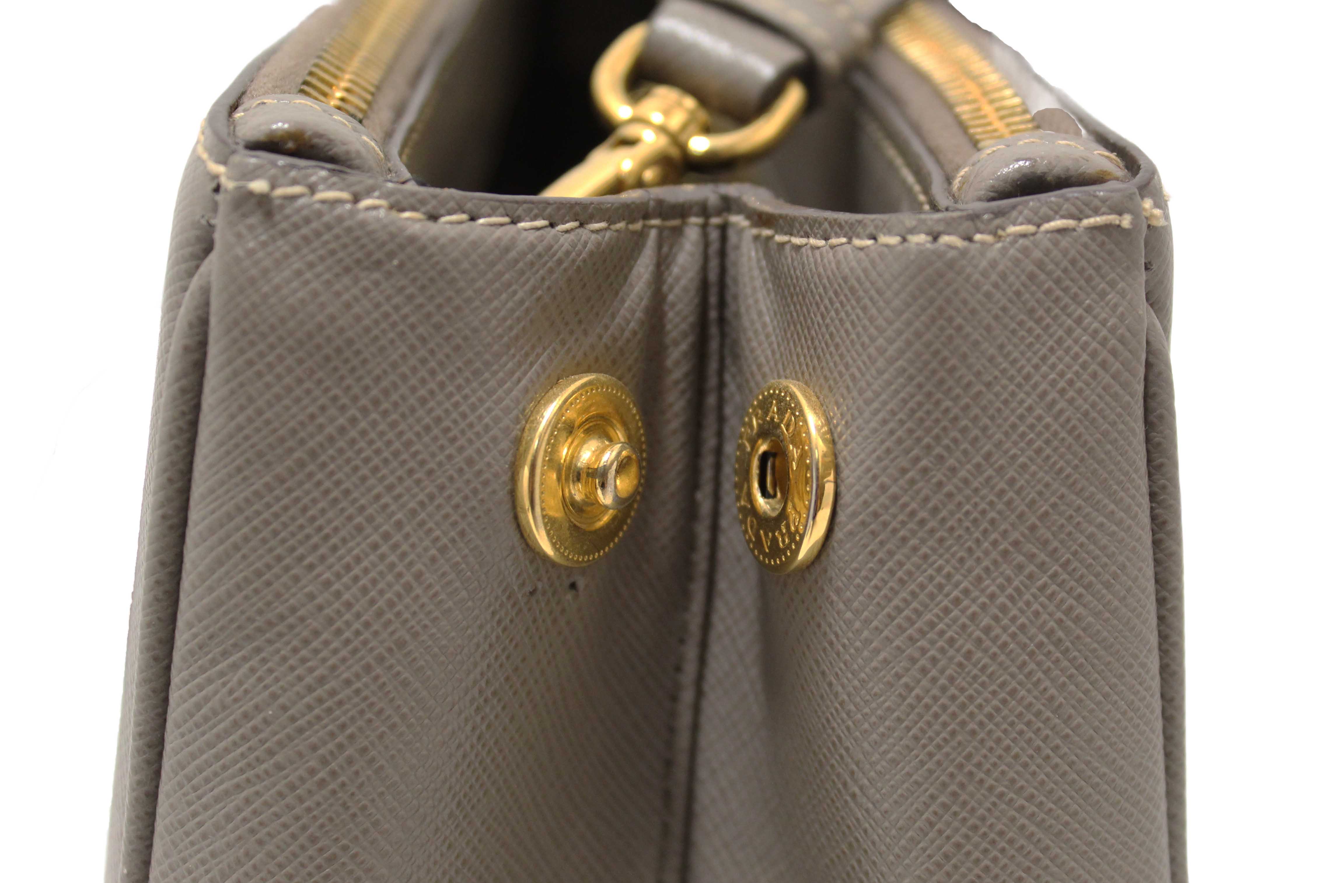 Authentic Prada Grey Saffiano Lux Leather Galleria Medium Tote Bag