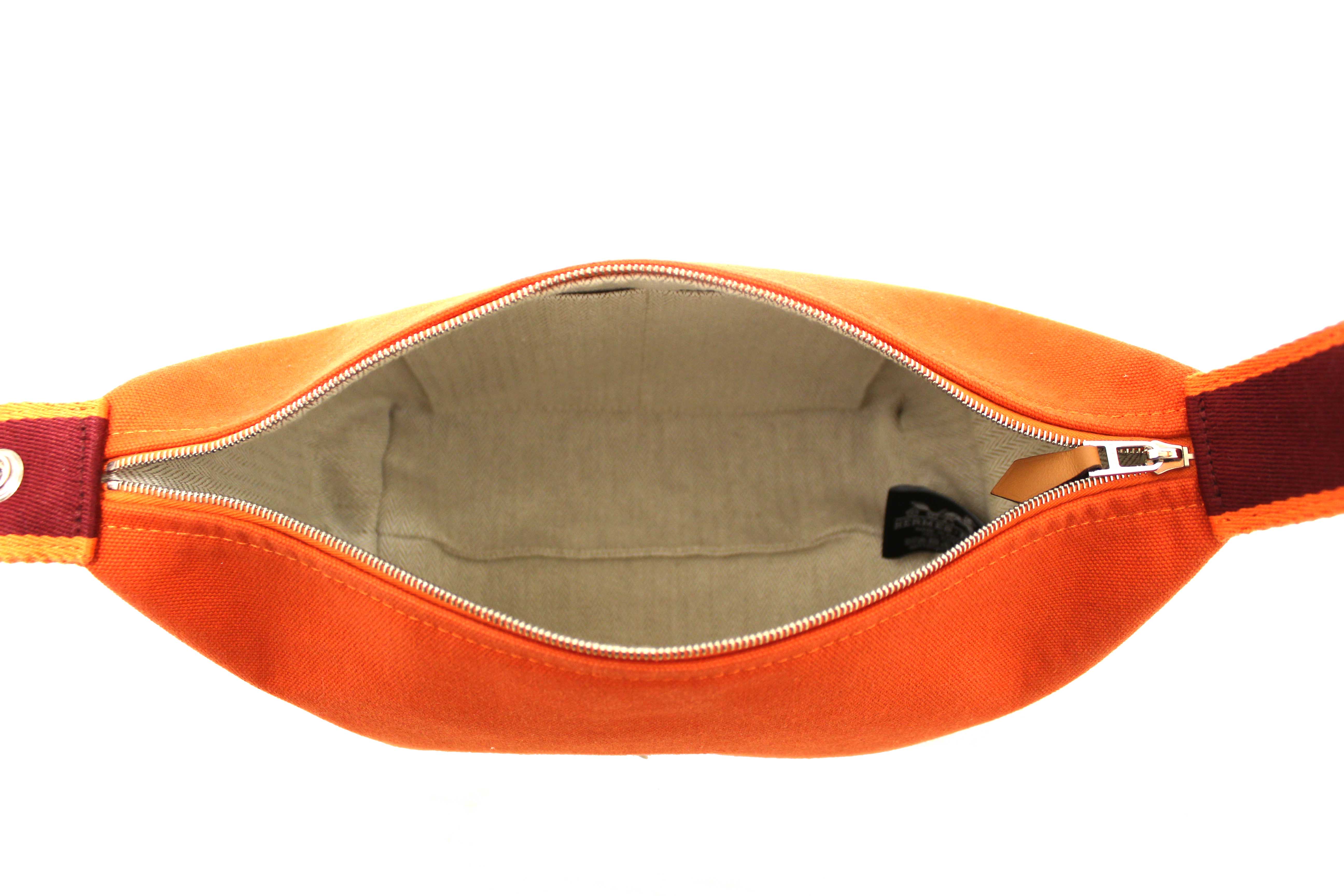 Authentic Hermes Orange Wool Small Bride-A-Brac H Pouch Case