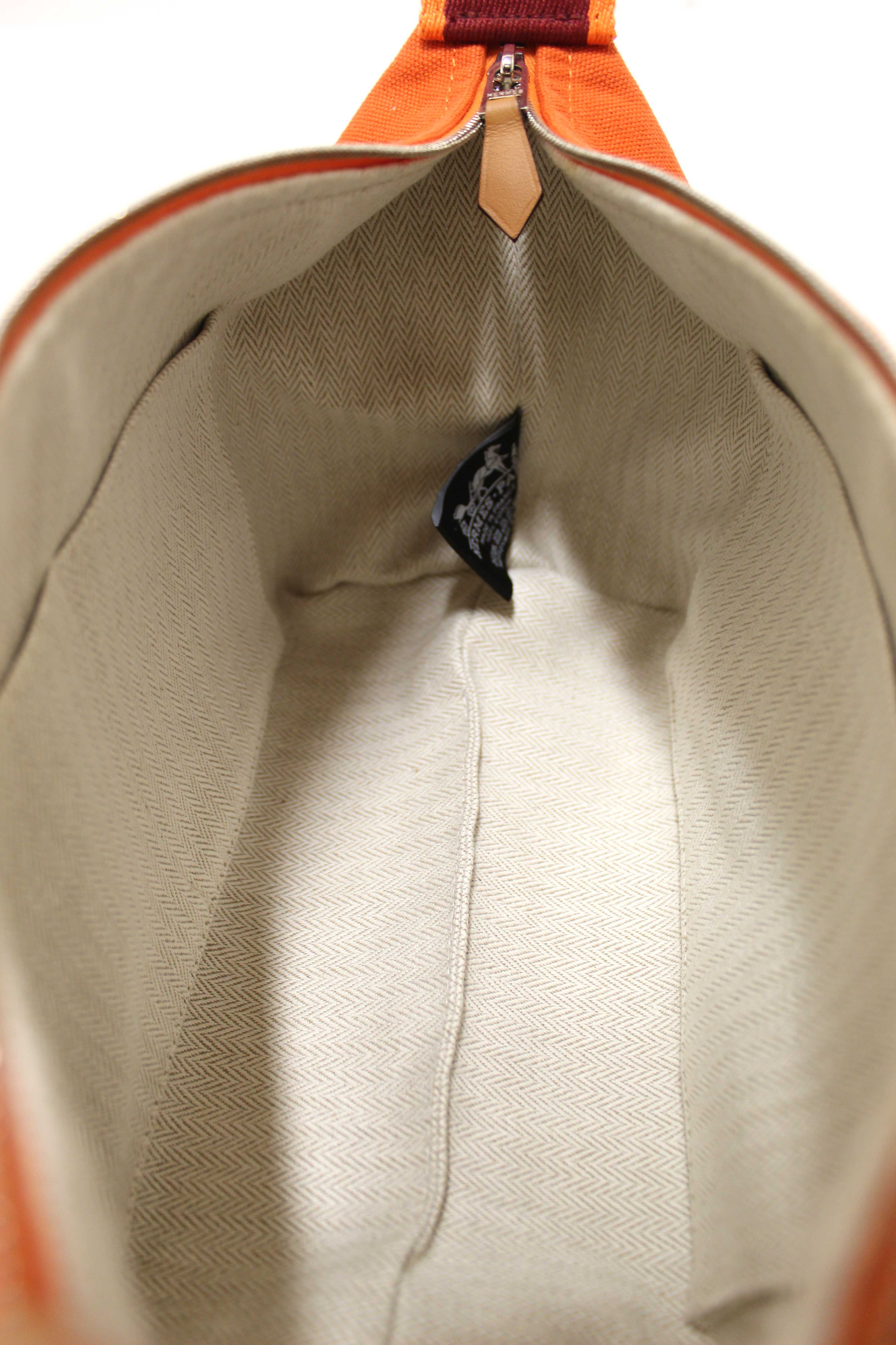 Authentic Hermes Orange Wool Small Bride-A-Brac H Pouch Case