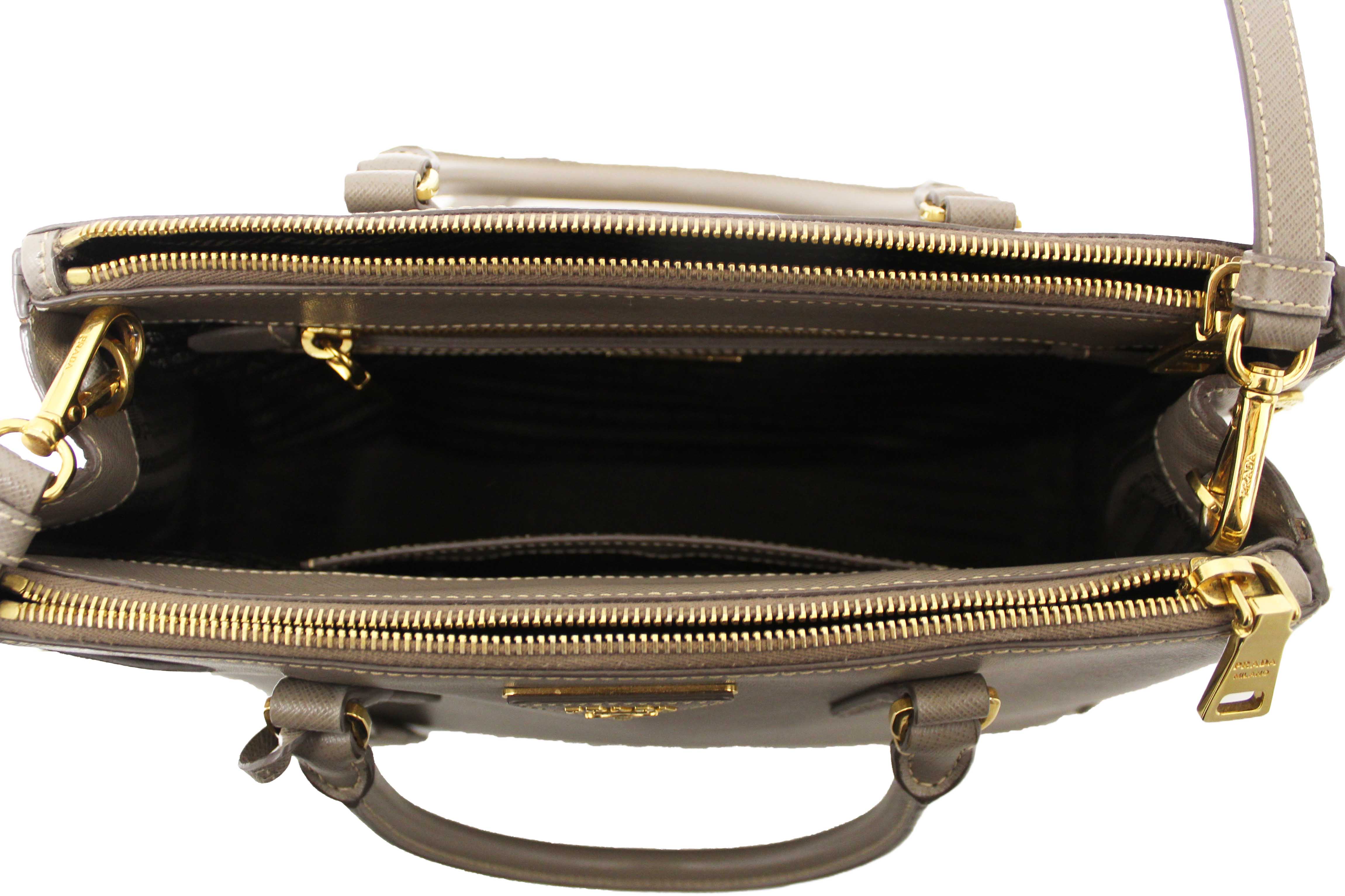 Authentic Prada Grey Saffiano Lux Leather Galleria Medium Tote Bag