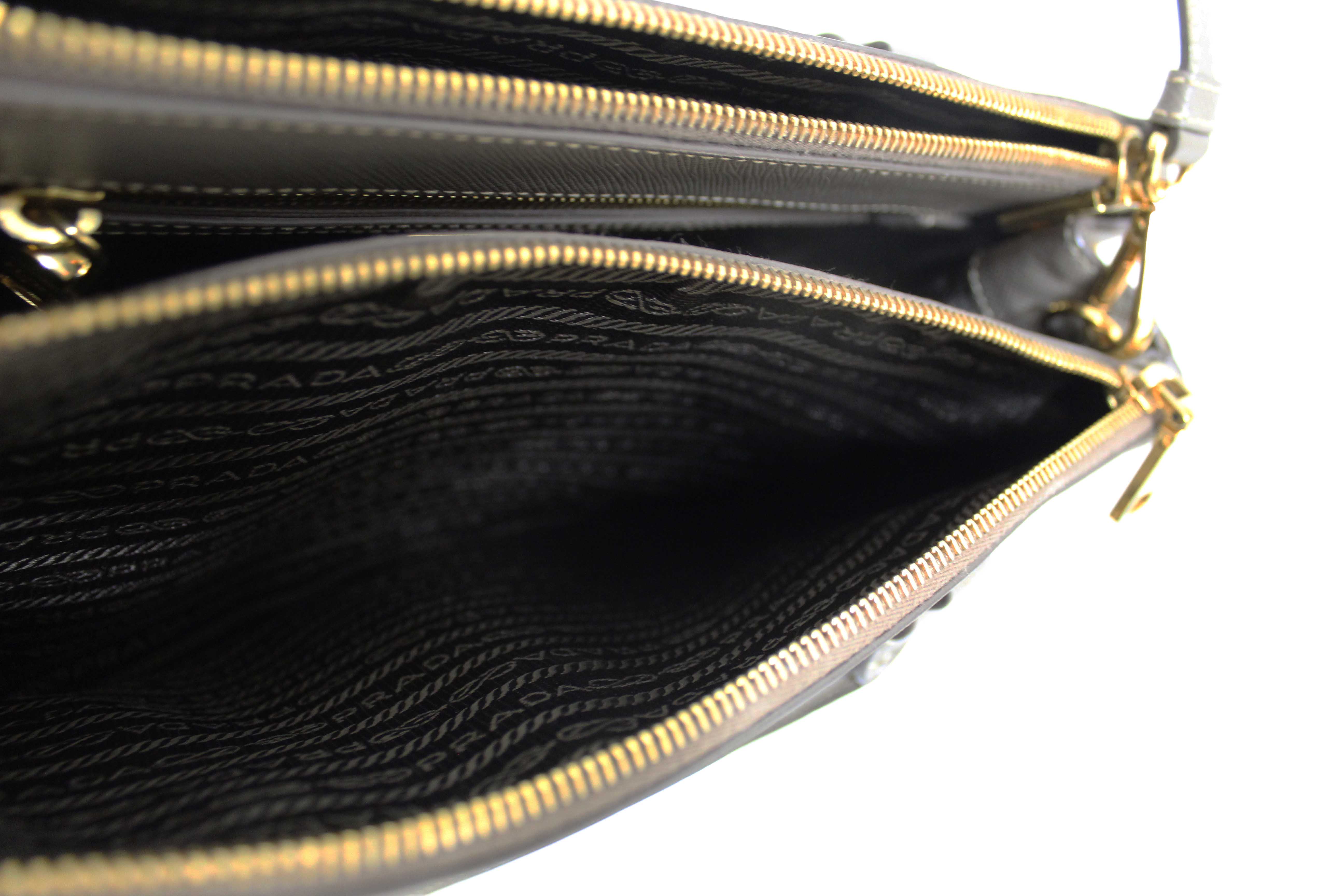 Authentic Prada Grey Saffiano Lux Leather Galleria Medium Tote Bag